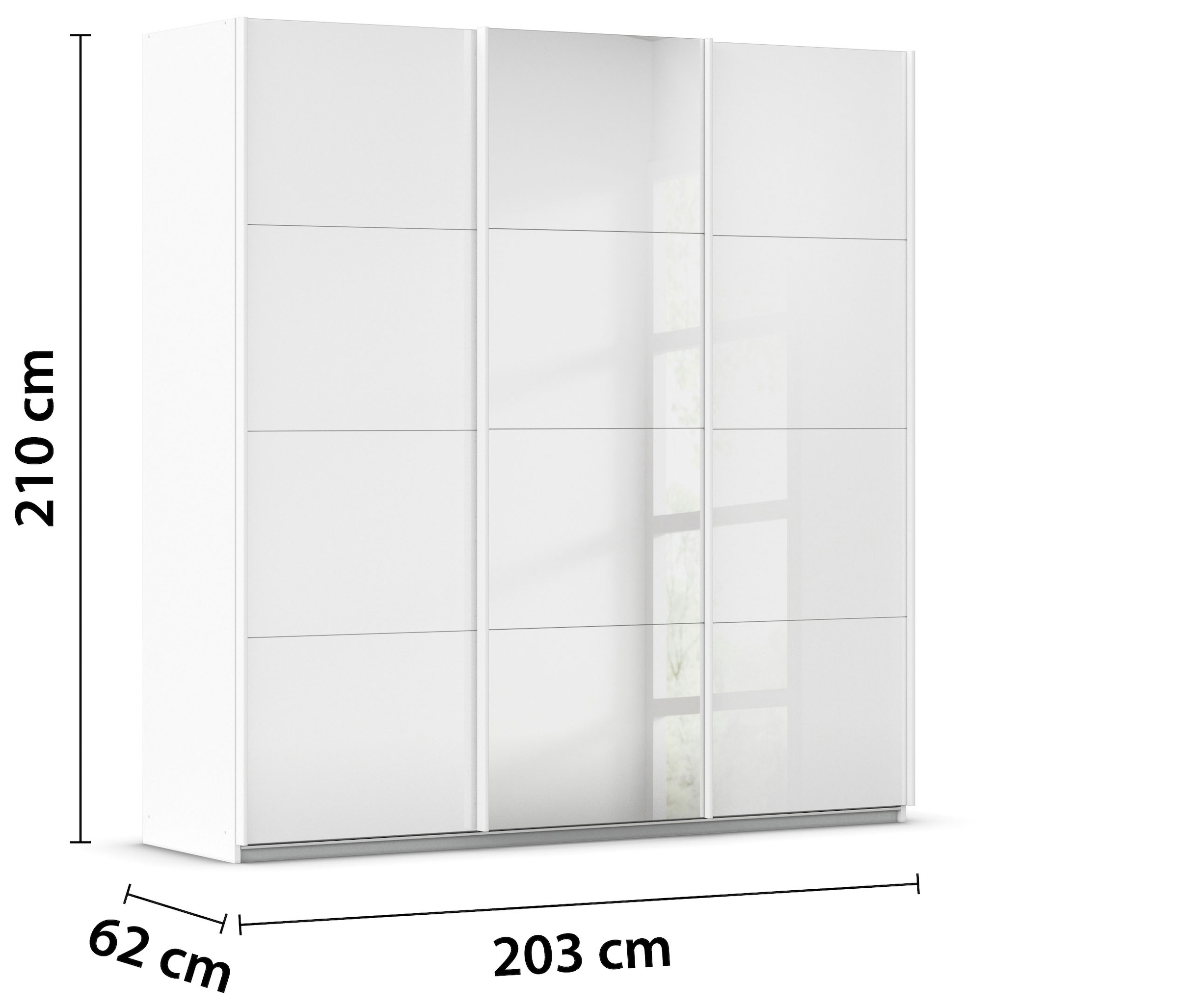 OTTO home Kleiderschrank »Mehrzweckschrank Aktenschrank Möbel Mietswohnung Schlafzimmer KOLUNA« 3 Ausstattungen BASIC/CLASSIC/PREMIUM (inkl. SOFT-CLOSE-FUNKTION),  Breiten 203/271/315/360 cm Höhen 210/229 Glas-Front MADE IN GERMANY