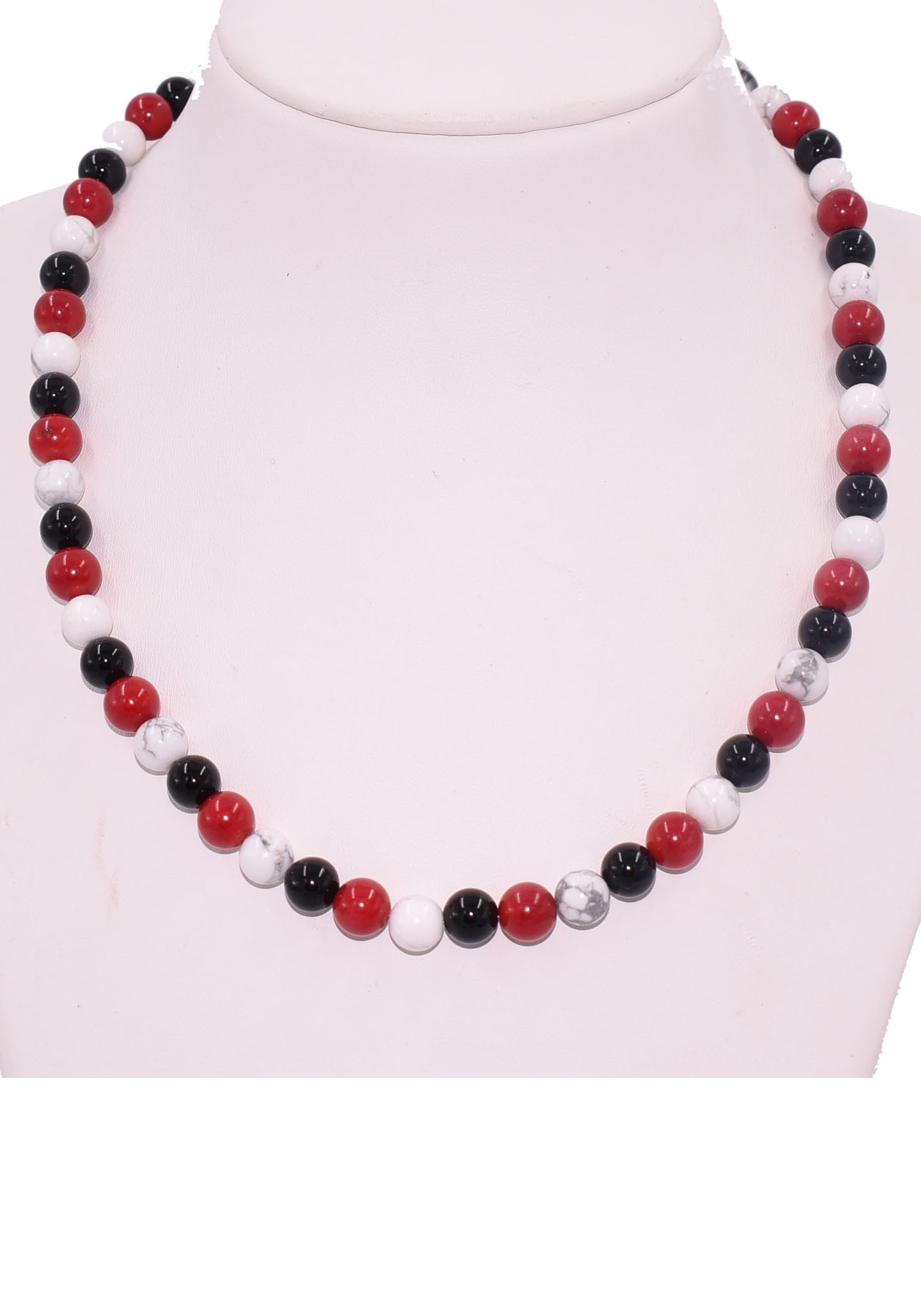 Firetti Collier »Schmuck Geschenk Halsschmuck Halskette Farbstein Edelstein Onyx«, Made in Germany - mit Koralle, Howlith, Onyx