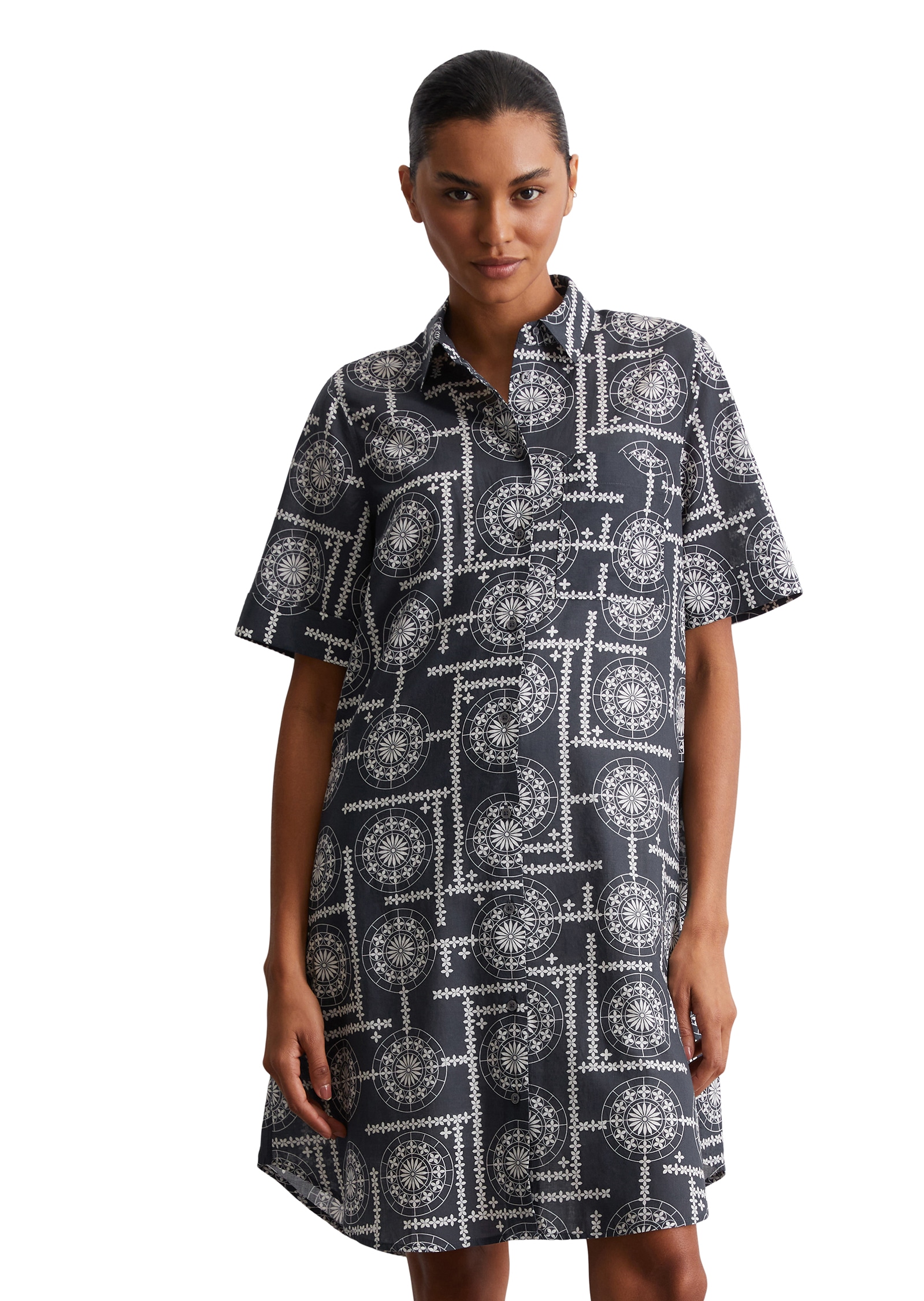 Marc OPolo Hemdblusenkleid Seitennahttaschen mit Allover Print, mit Unterkl günstig online kaufen