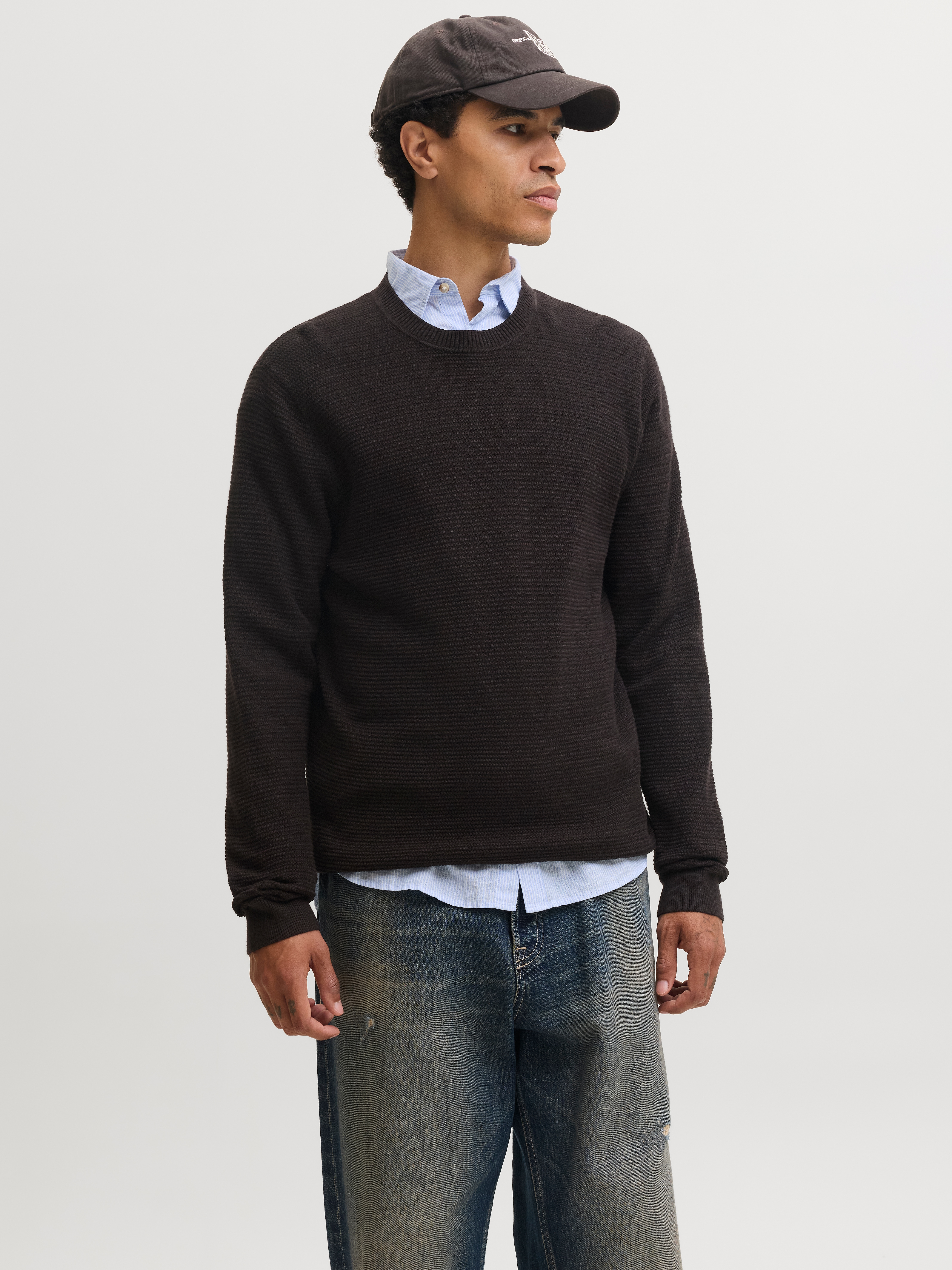 Jack & Jones Rundhalspullover "JPRBLURILEY KNIT CREW NECK LS SN" Baumwolle, regular fit