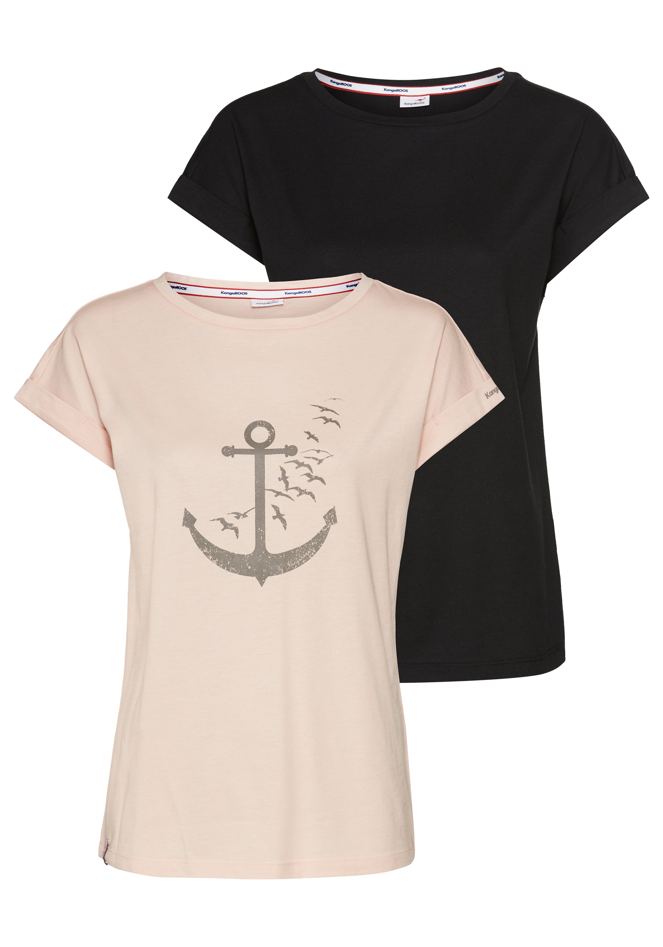 KangaROOS T-Shirt Packung, 2er-Pack, 2 Stk. tlg. aus elastischem Jersey günstig online kaufen