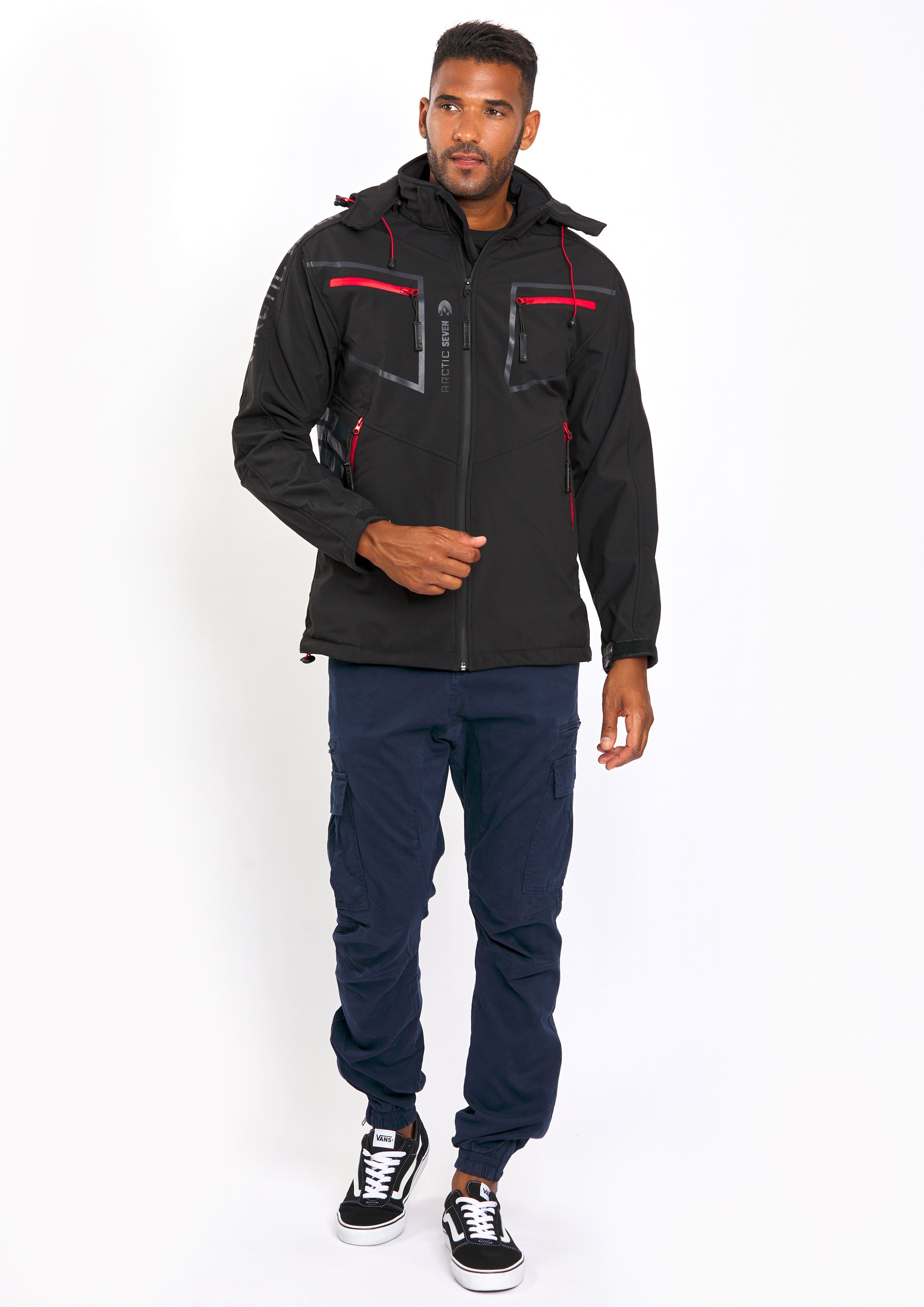 Arctic Seven Softshelljacke "ASPierr", sportliche Outdoor Funktionsjacke mit abnehmbarer Kapuze