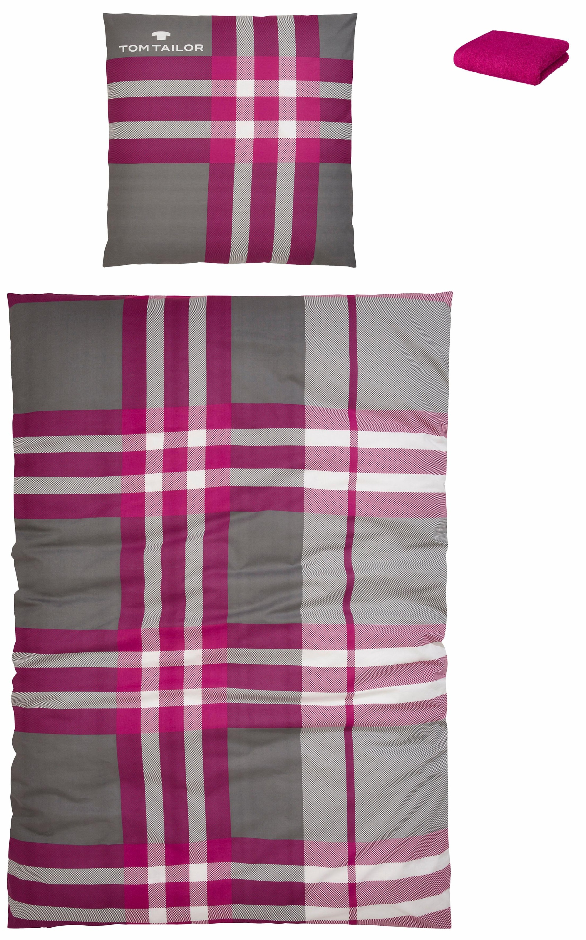 TOM TAILOR HOME Bettwäsche »Nick in Gr. 135x200 oder 155x220 cm«, mit Gratiszugabe Gästehandtuch