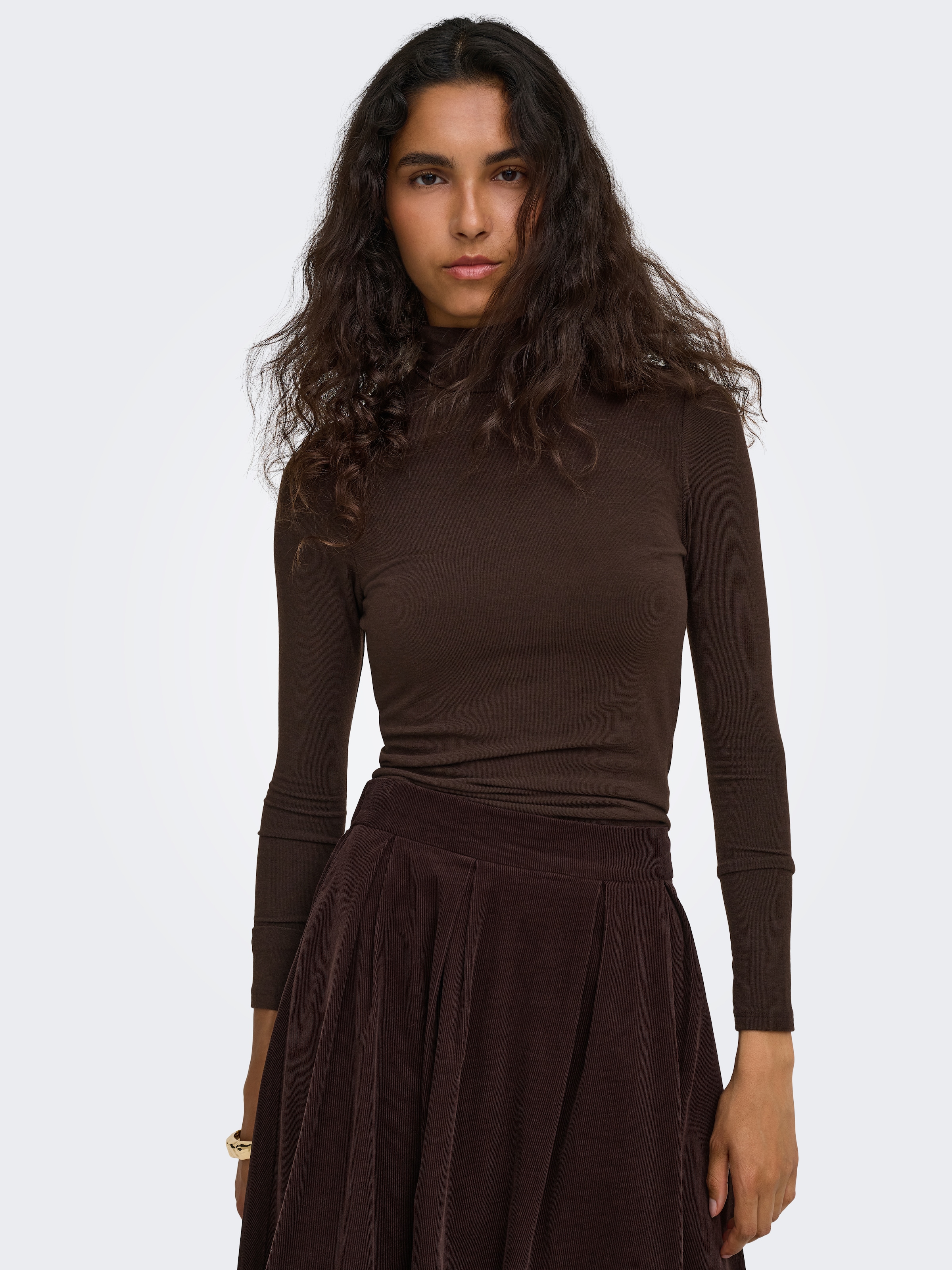 ONLY Rollkragenshirt "ONLGLAMOUR L/S ROLL-NECK TOP JRS NOOS" Materialmix, slim fit