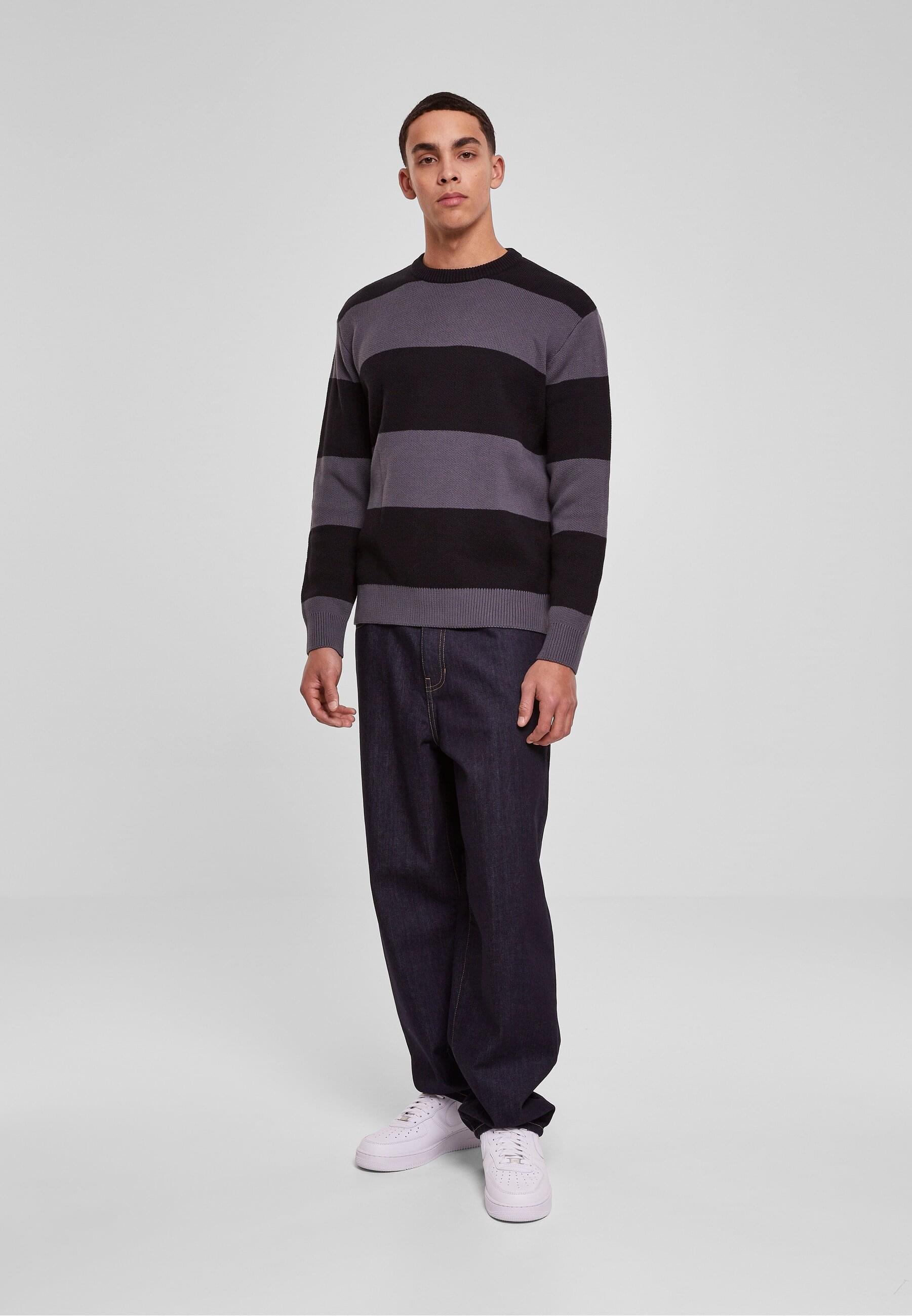 URBAN CLASSICS Rundhalspullover »Urban Classics Herren Heavy Oversized Striped Sweatshirt«, (1 tlg.)