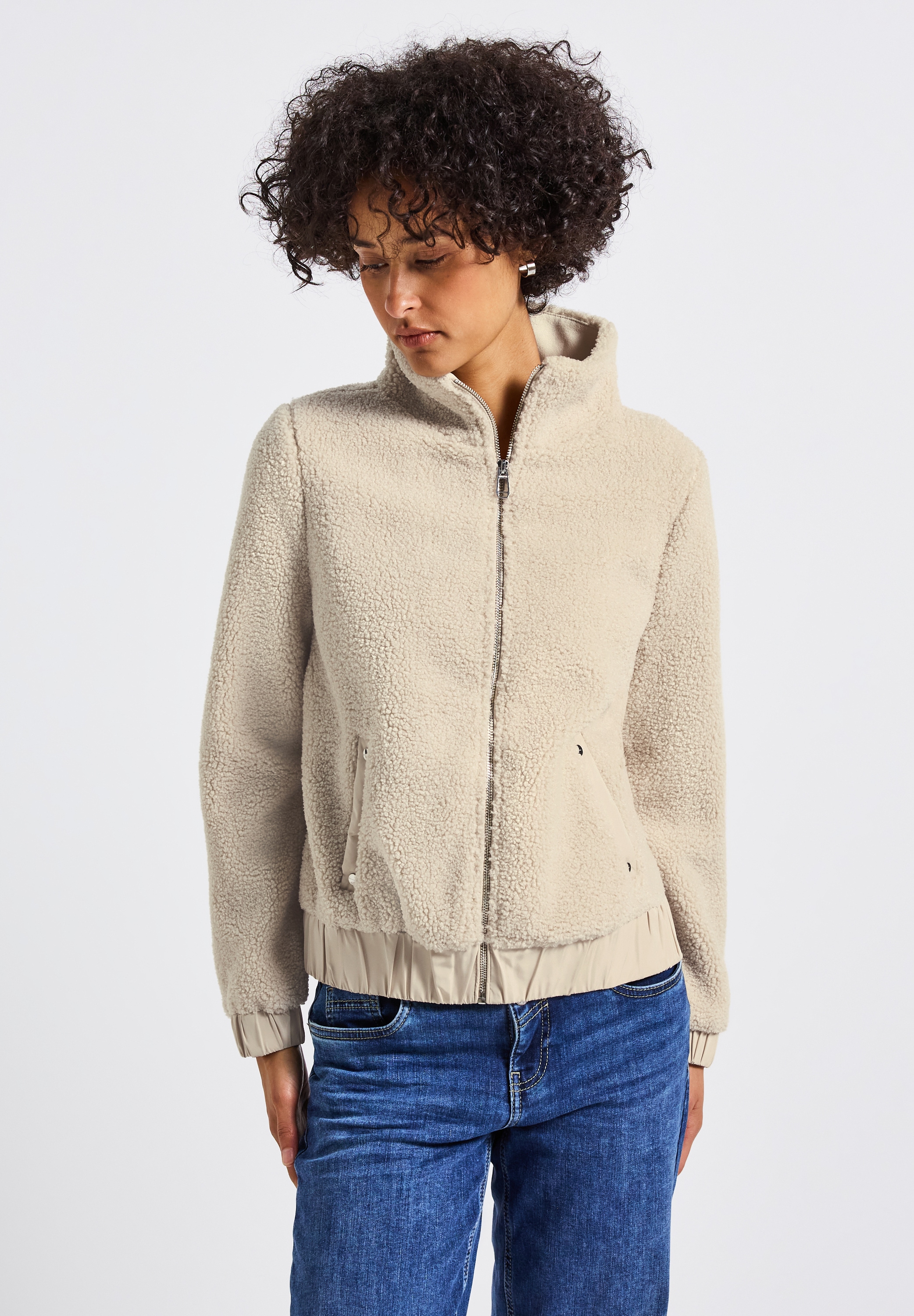 STREET ONE Fellimitatjacke, ohne Kapuze, aus elastischem Materialmix günstig online kaufen