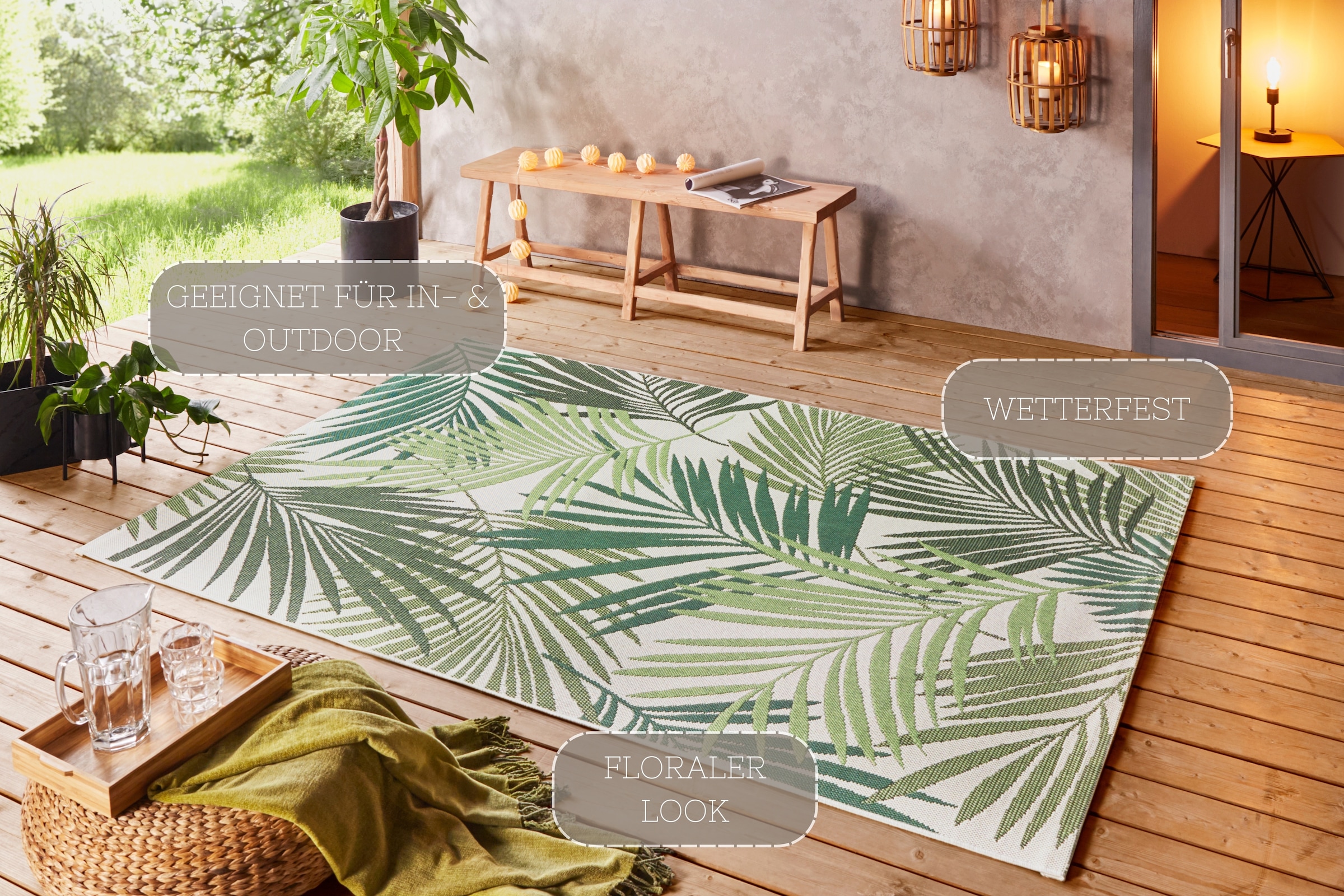 NORTHRUGS Teppich »Vai«, rechteckig, 8 mm Höhe, In- & Outdoor, Geometrisches Muster, Garten, Terrasse, Wohnzimmer