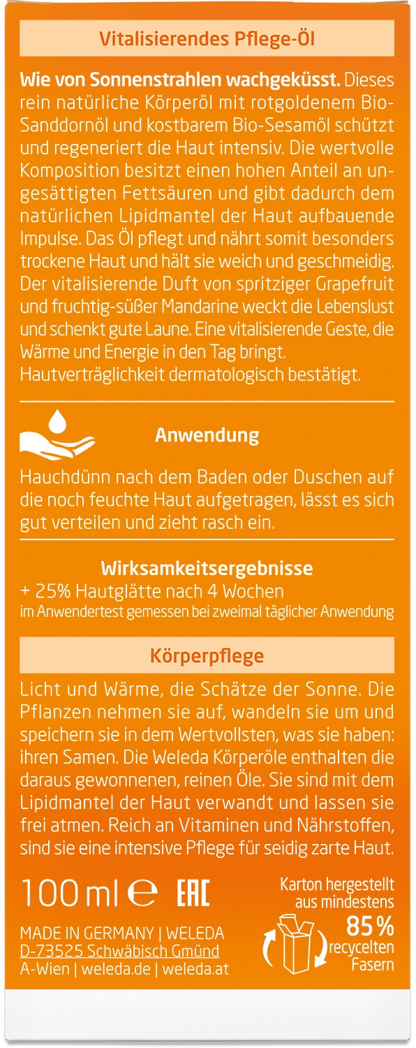 WELEDA Körperöl »Weleda Sanddorn Vitalisierendes Pflege-Öl«