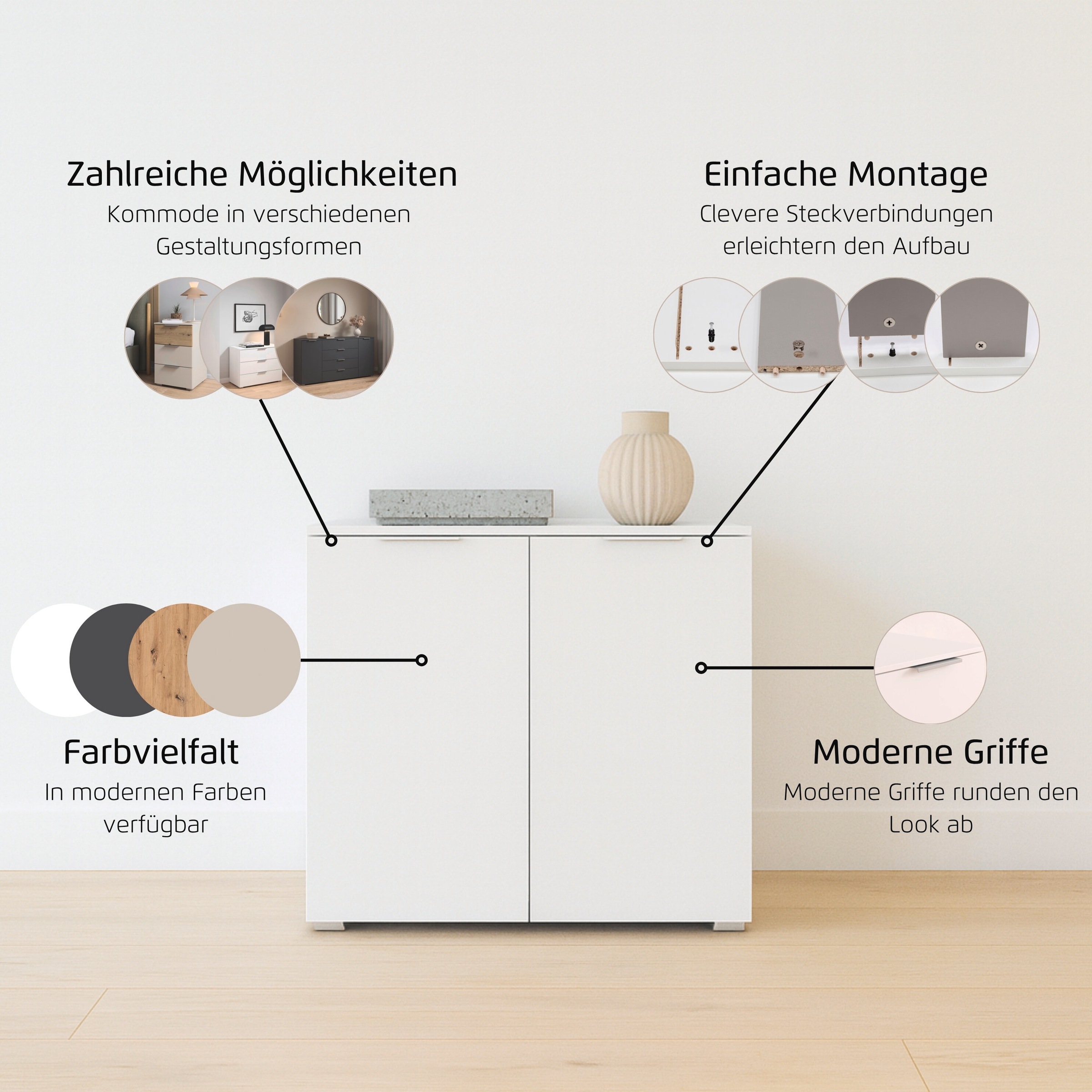 rauch Sideboard »Astana« Breite 80 cm / Höhe 81 cm, mit 2 Einlegeböden, 