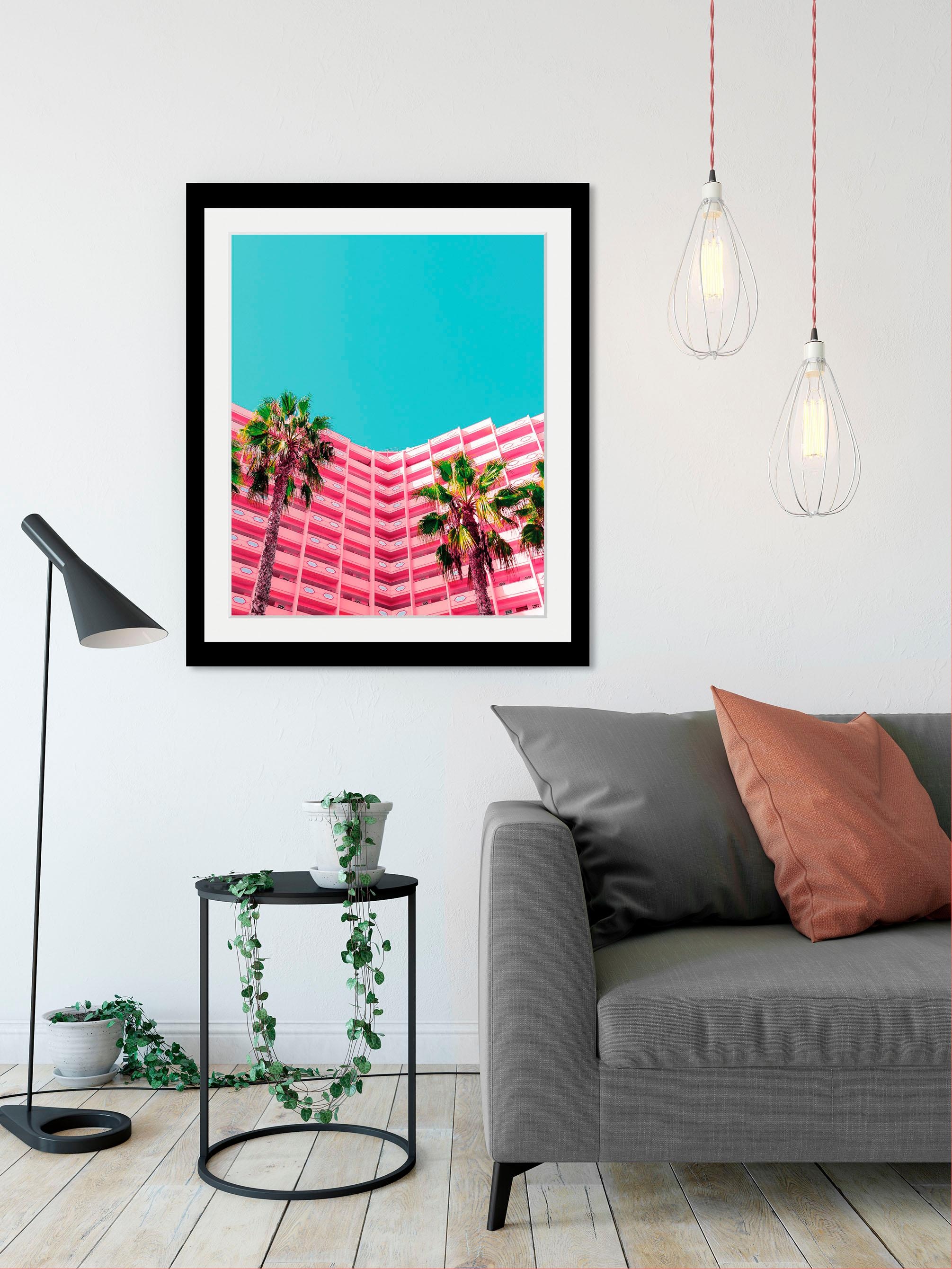 queence Bild »Miami«, Gebäude-Palmen-Bilder von Amerika-Himmel-Amerika, HD Premium Poster-Druck inkl. Holzrahmen