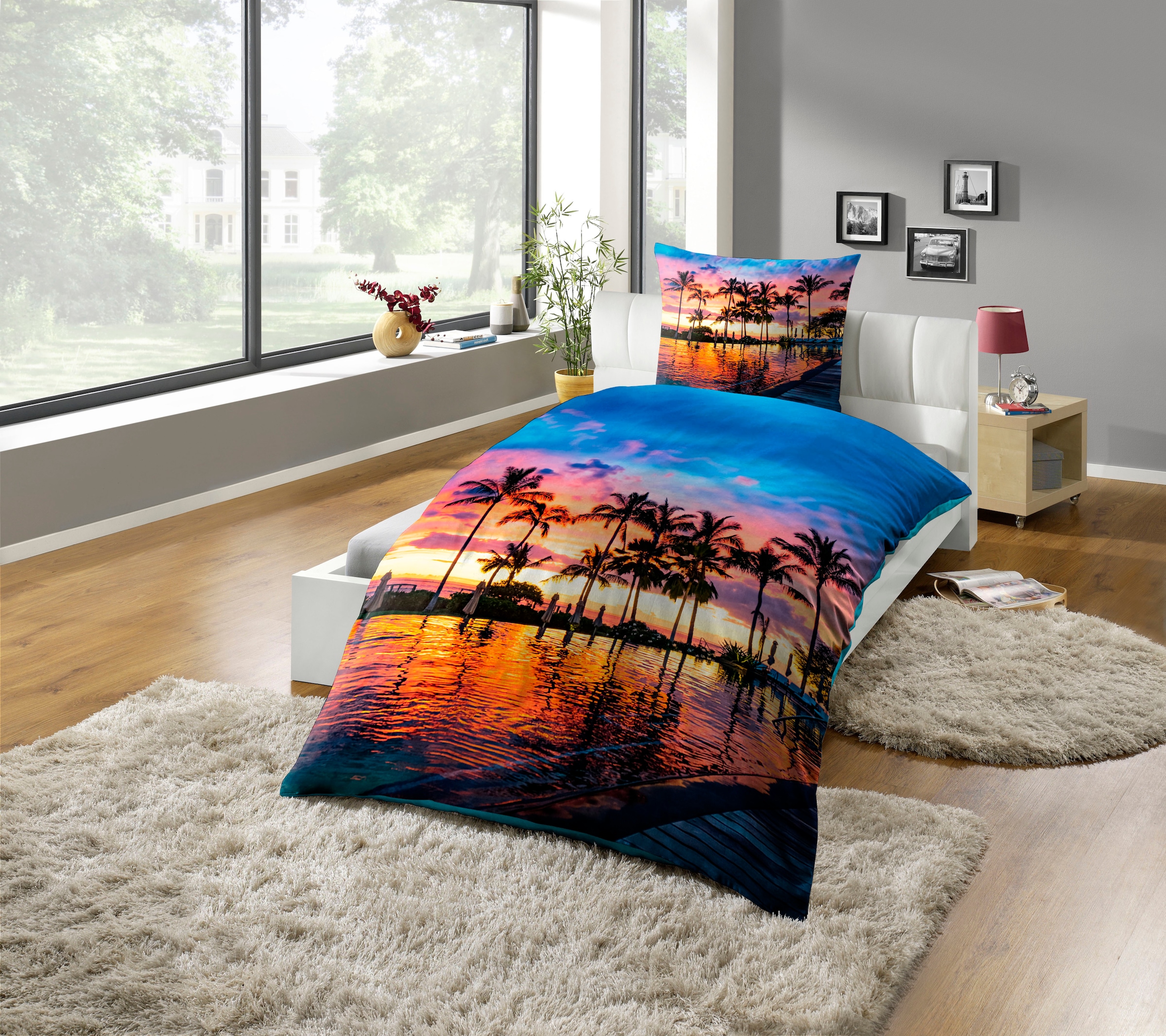 KiNZLER Bettwäsche "Bio Baumwoll Renforce Bettwäsche "Palmen"" 2 Stk. GOTS günstig online kaufen