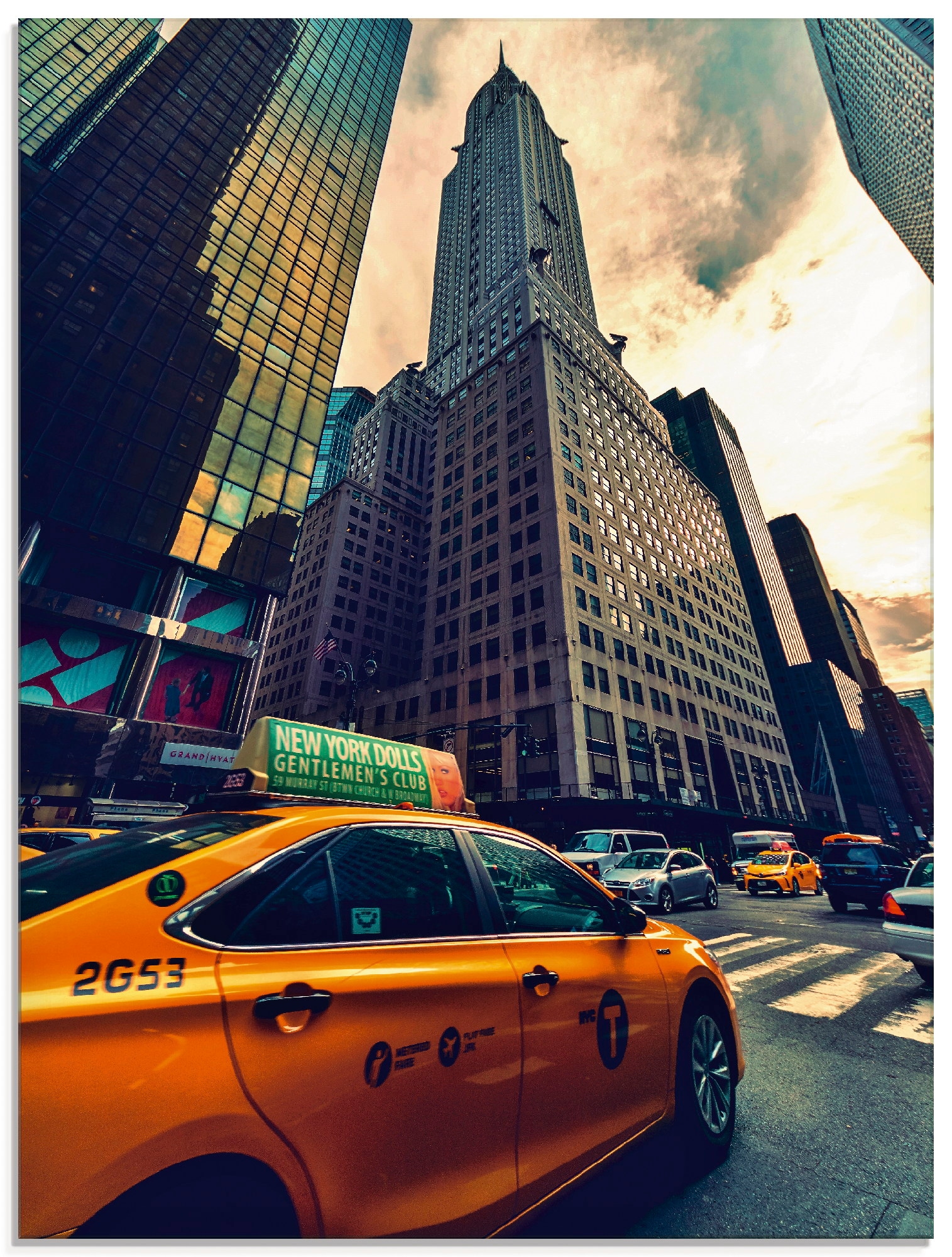 Artland Glasbild "Taxi in New York", Gebäude, (1 St.), in verschiedenen Größen