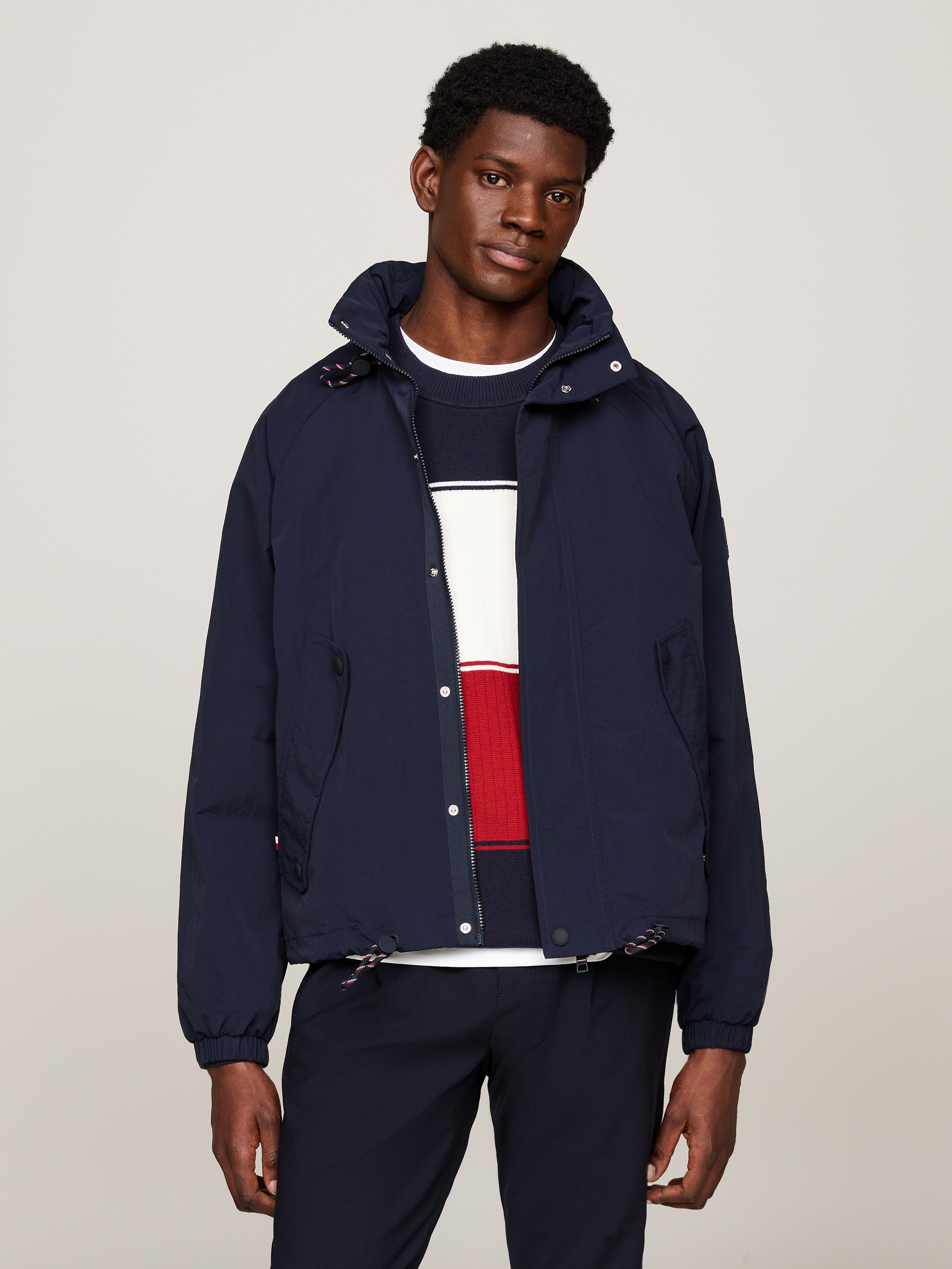 Tommy Hilfiger Blouson "REGATTA JACKET", mit Kapuze, wasserabweisend, hochgeschlossen, mit verstaubarer Kapuze