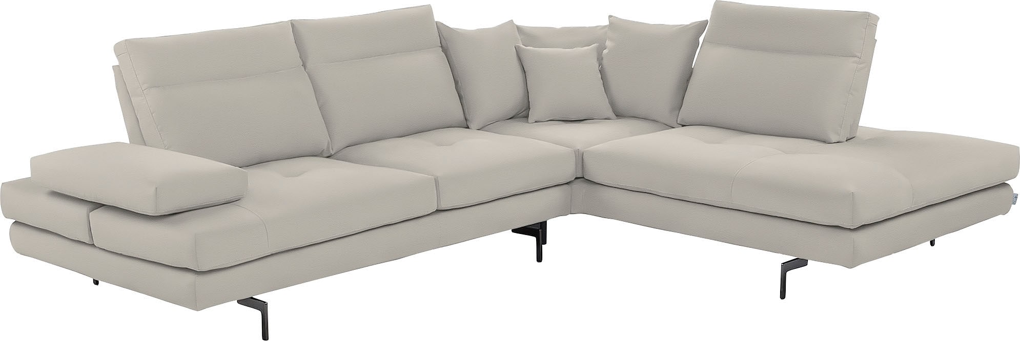 CALIA ITALIA Ecksofa "Toby Wing, B/T: 288/232 cm, Designsofa, Premium Sitzkomfort, L-Form" Sitztiefenverstellung, wahlw. mit Kissen-Set,Füße schwarz matt