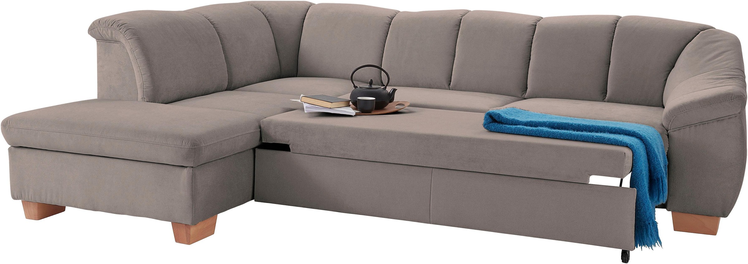 sit&more Ecksofa »Santo L-Form«, mit Federkern, wahlweise mit Bettfunktion und Stauraum