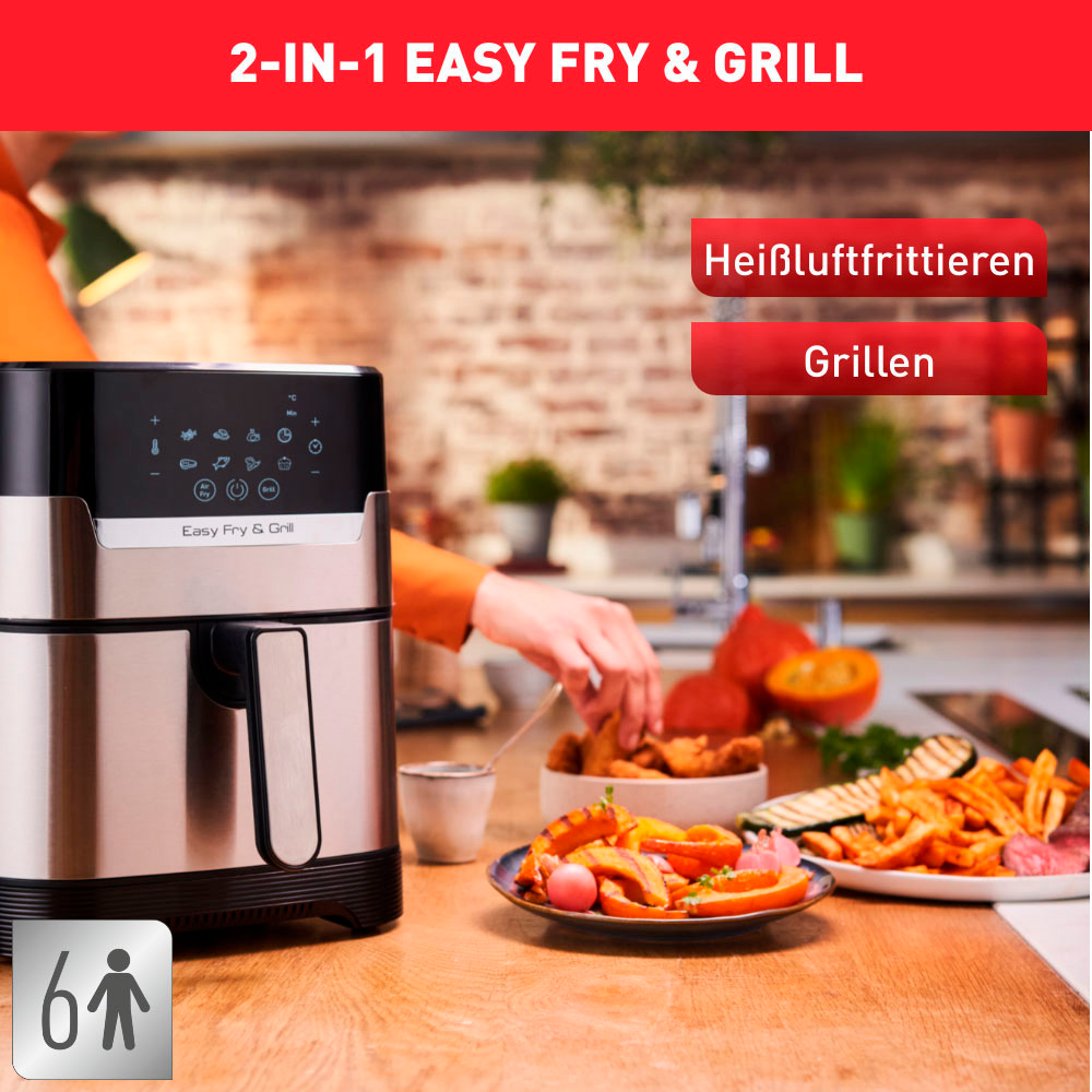 Tefal Fritteuse »EY505D Easy Fry & Grill Deluxe«, 1400 W, Heißluftfritteuse & Grill, digitales Display, 4,2 L, 8 Kochprogramme