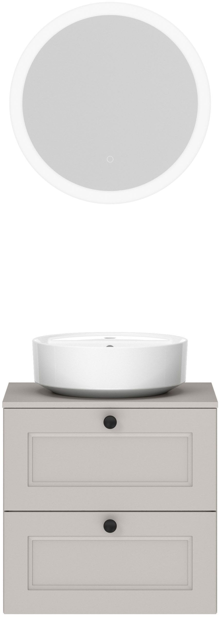 nobilia® Badmöbel-Set »Cascada« Set, inkl.  Aufsatzwaschbecken und beleuchtetem  Spiegel mit Touch-Sensor, 2 Stk. tlg.