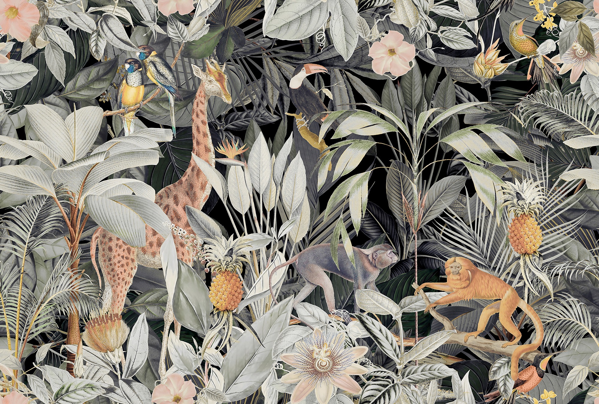 LIVING WALLS Fototapete "ARTist Nostalgic Animals", B/L: 4mm x 2,7mm, bunt, Tapeten, Vlies, Wand, Schräge