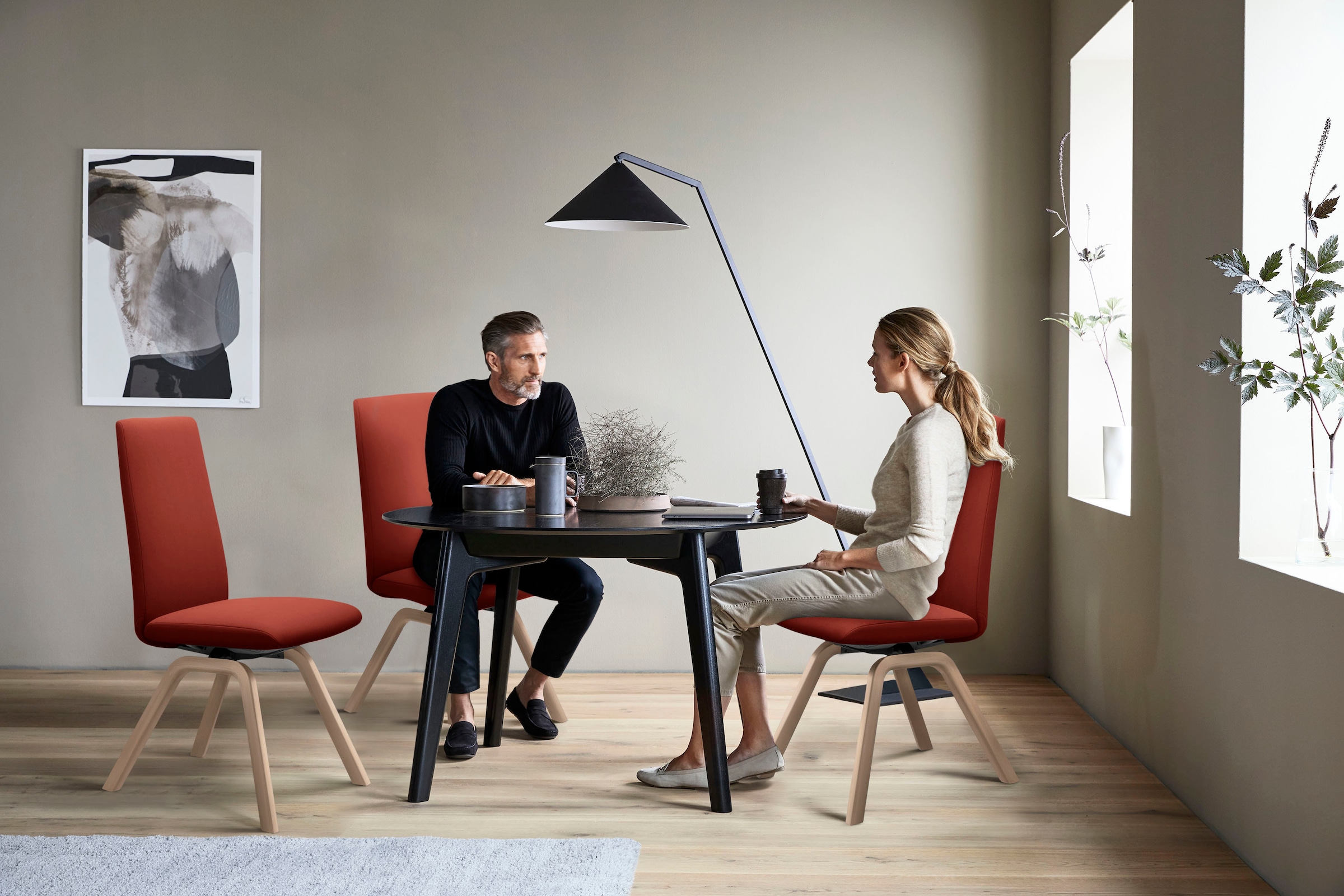 Stressless® Polsterstuhl »Laurel«, Microfaser DINAMICA, High Back, Größe L, mit schräggestellten Beinen in Eiche natur