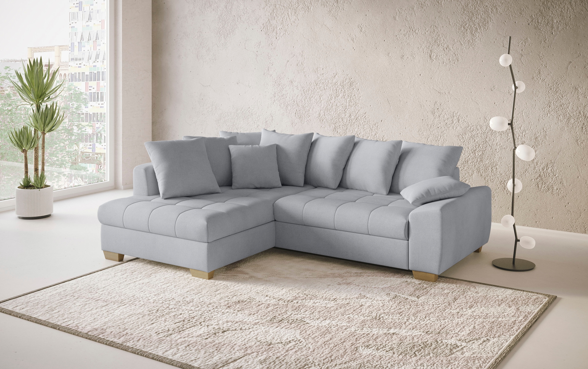 Mr. Couch Ecksofa »Nikita II, L-Form«, Wahlweise mit Bettfunktion, Bettkasten & RGB-LED-Beleuchtung