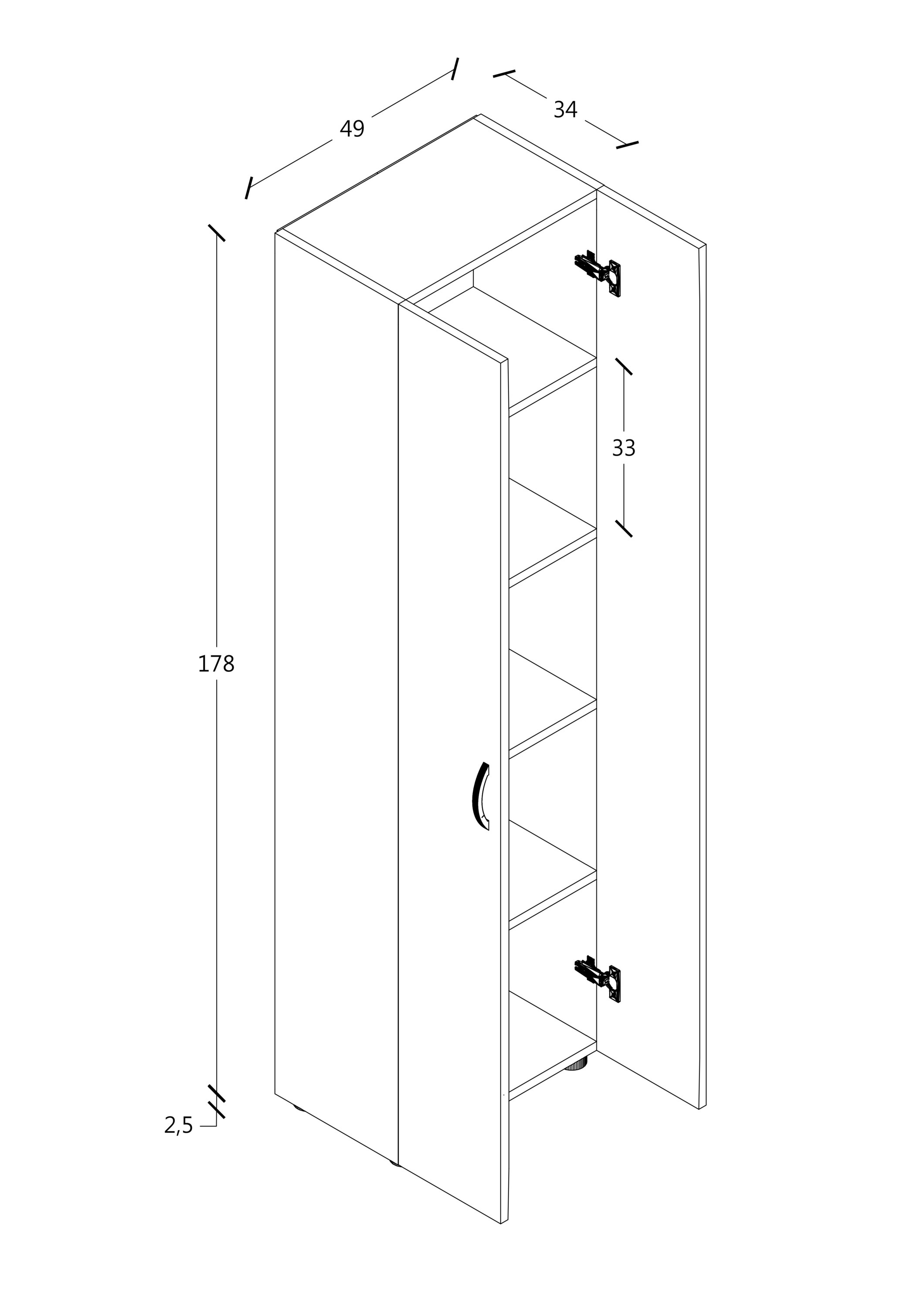 VCM Aktenschrank »VCM Büroschrank mit 5 Fächern | moderner Aktenschrank mit Drehtüren | Maße ca. H. 178 x B. 49 x T. 34 cm ¿ Ulas 5-Fach«, (1 St.)