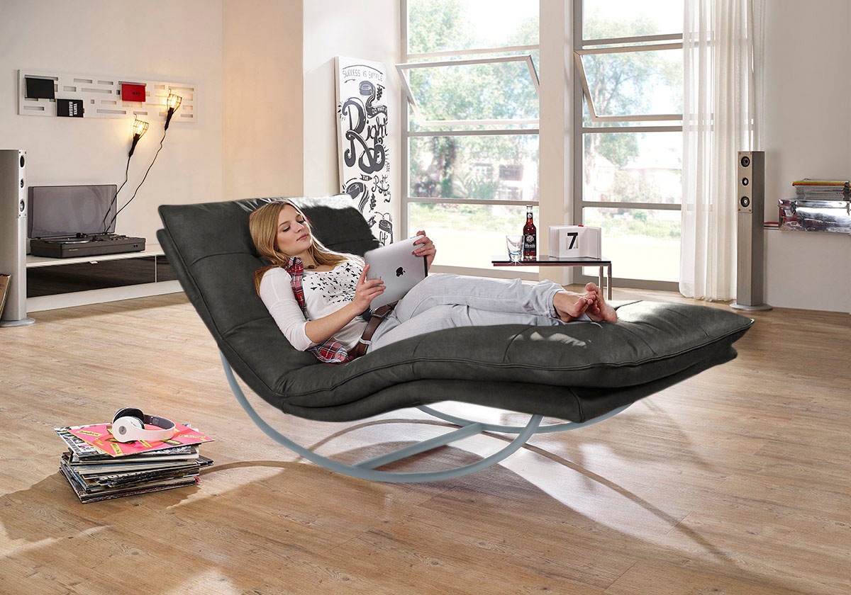 W.SCHILLIG Relaxliege »daily dreams«, in Waffelkissen-Optik, Schaukelgestell silber matt, in 2 Breiten