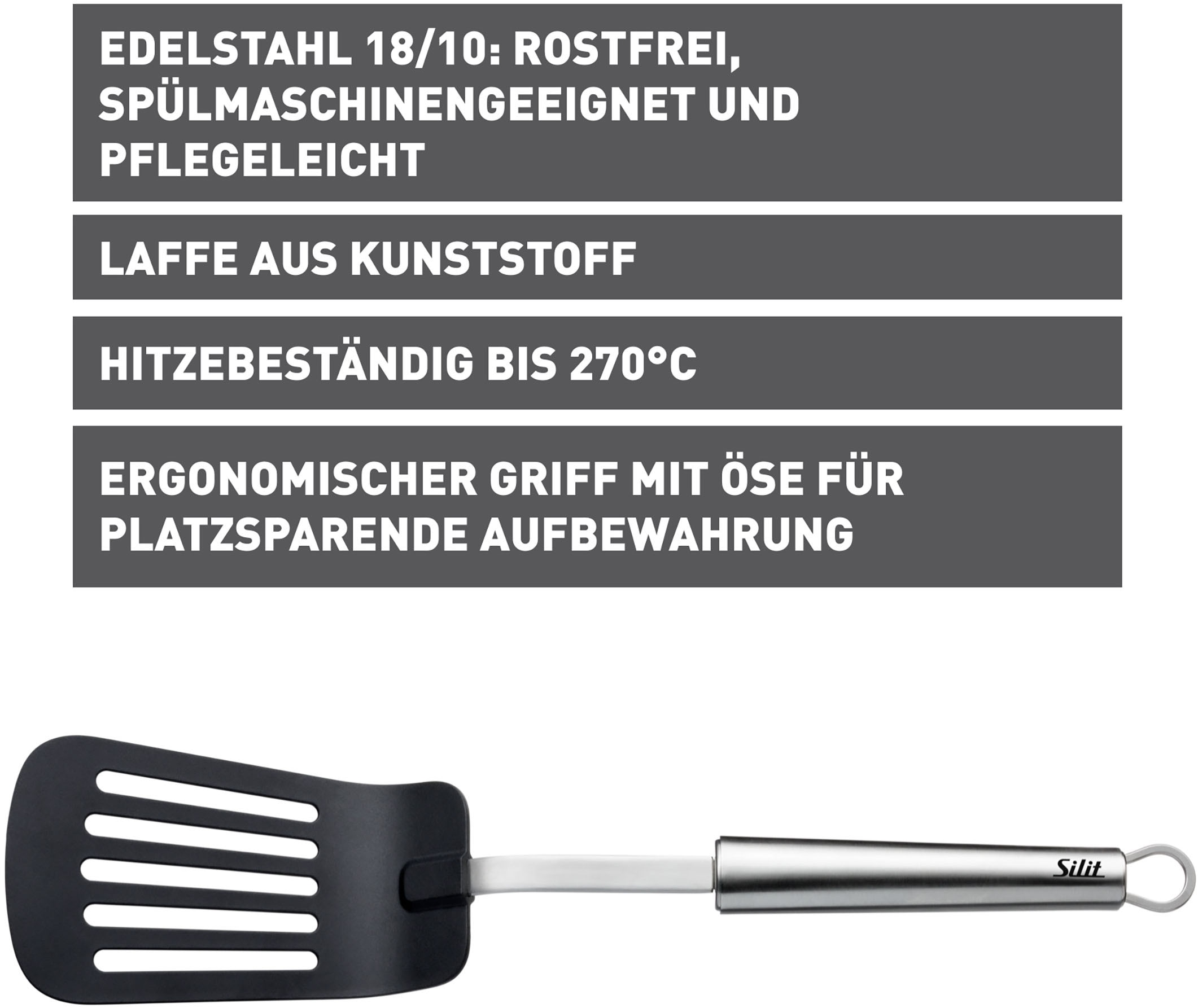 Silit Pfannenwender »Classic Line«, (1 tlg.), für Antihaft-Kochgeschirr, hitzebeständig bis 260°C, spülmaschinenfest