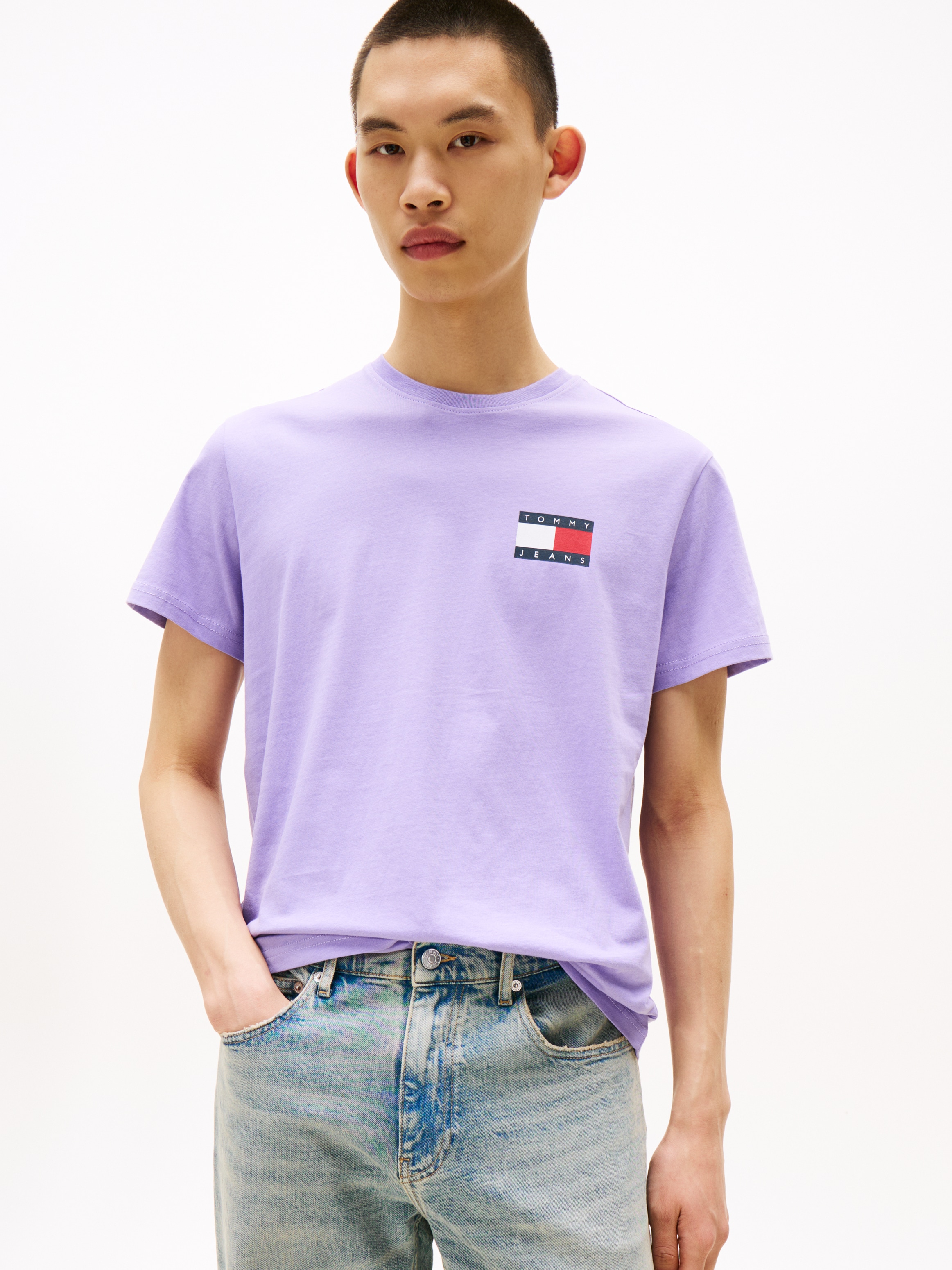 Tommy Jeans T-Shirt "TJM SLIM FIT ESSENTIAL FLAG" Mit Rundhalsausschnitt günstig online kaufen