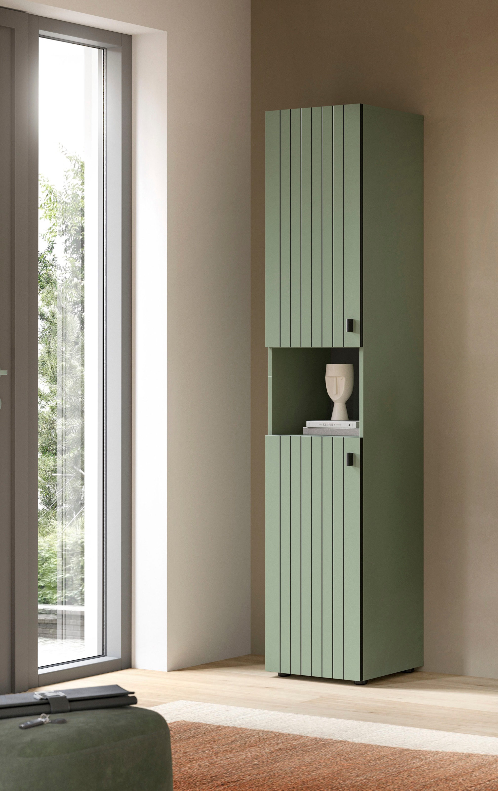 INOSIGN Garderobenschrank "TATIO, Höhe 192 cm, Rillenoptik, 2 Türen, offene günstig online kaufen