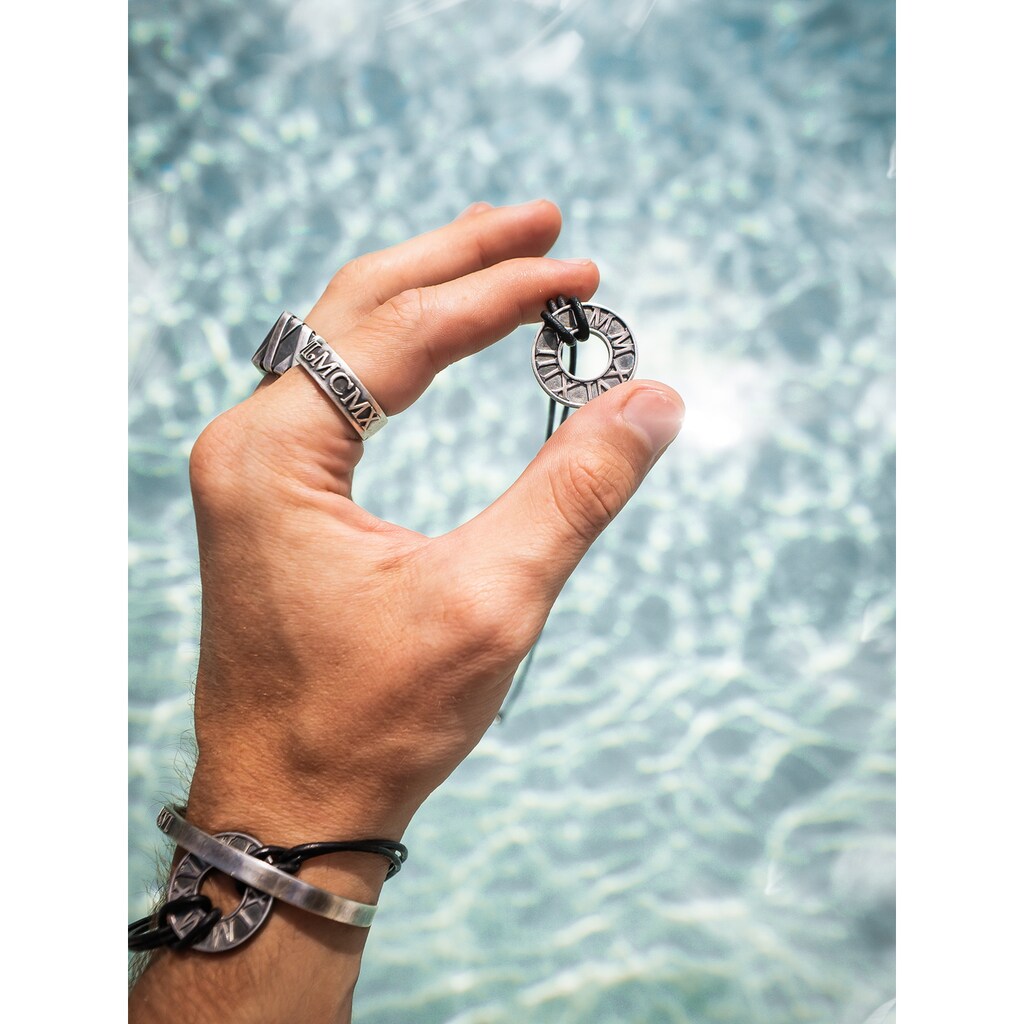 CAÏ Armband »925/- Sterling Silber matt-oxidiert mit Leder«