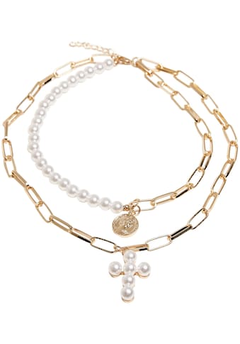 Edelstahlkette »Urban Classics Unisex Pearl Cross Layering Necklace«