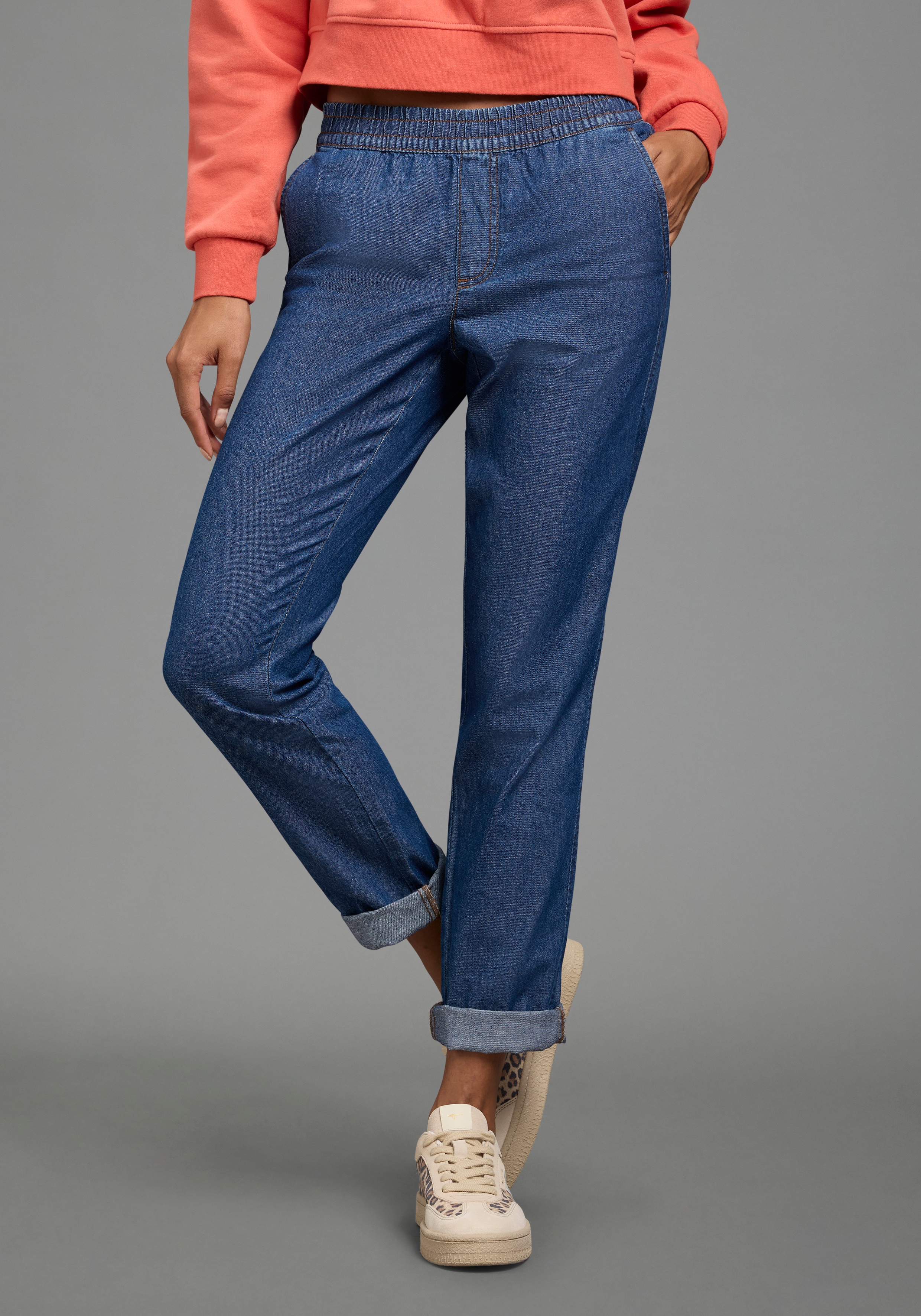 Arizona Relax-fit-Jeans "mit Schlupfbund" mit geradem Beinverlauf, normale Leibhöhe, aus Baumwolle