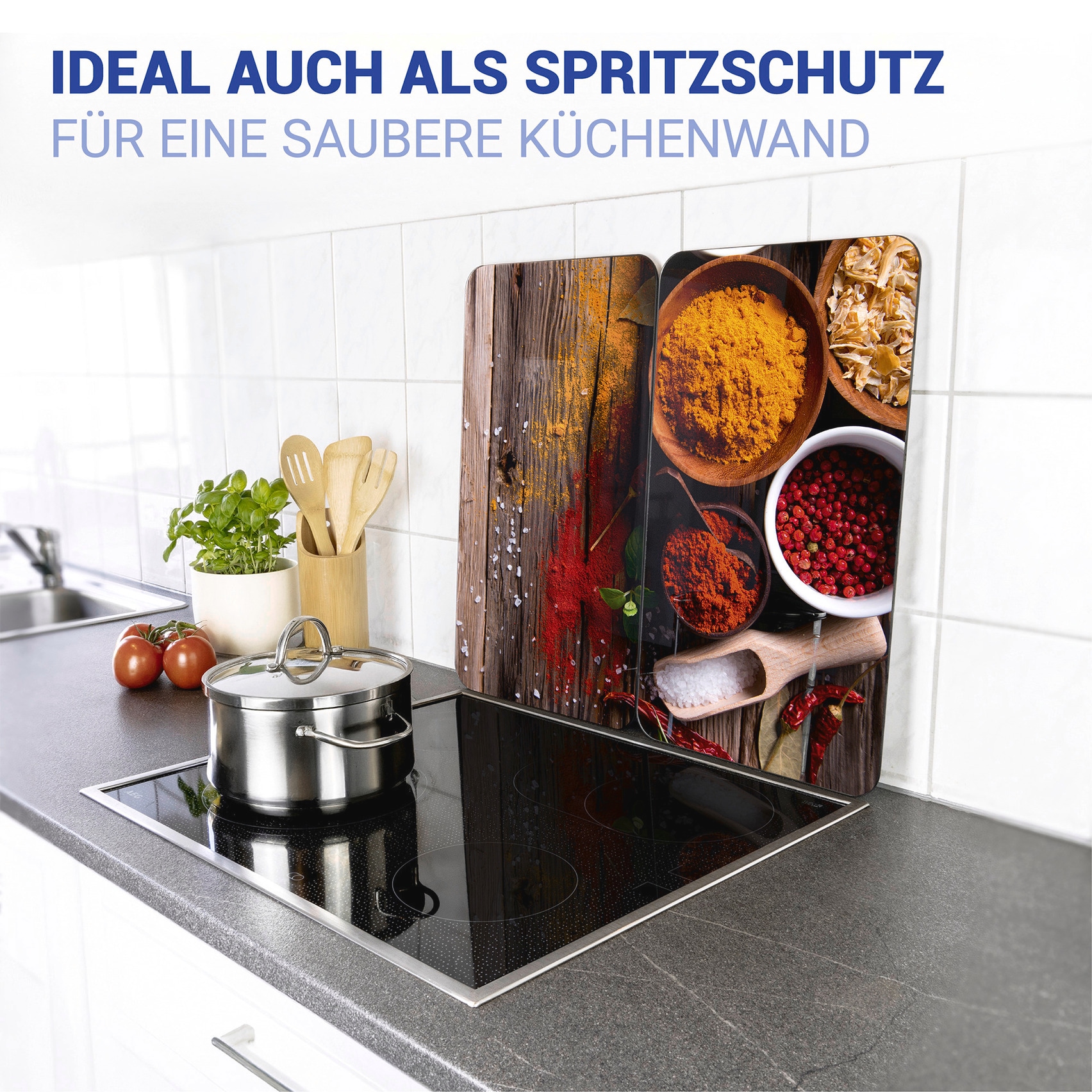 WENKO Herd-Abdeckplatte »Universal Modell Gewürze«, (Set, 2 tlg.), Herdabdeckung für alle Herdarten, kratzfest, mit rutschfesten Füßen