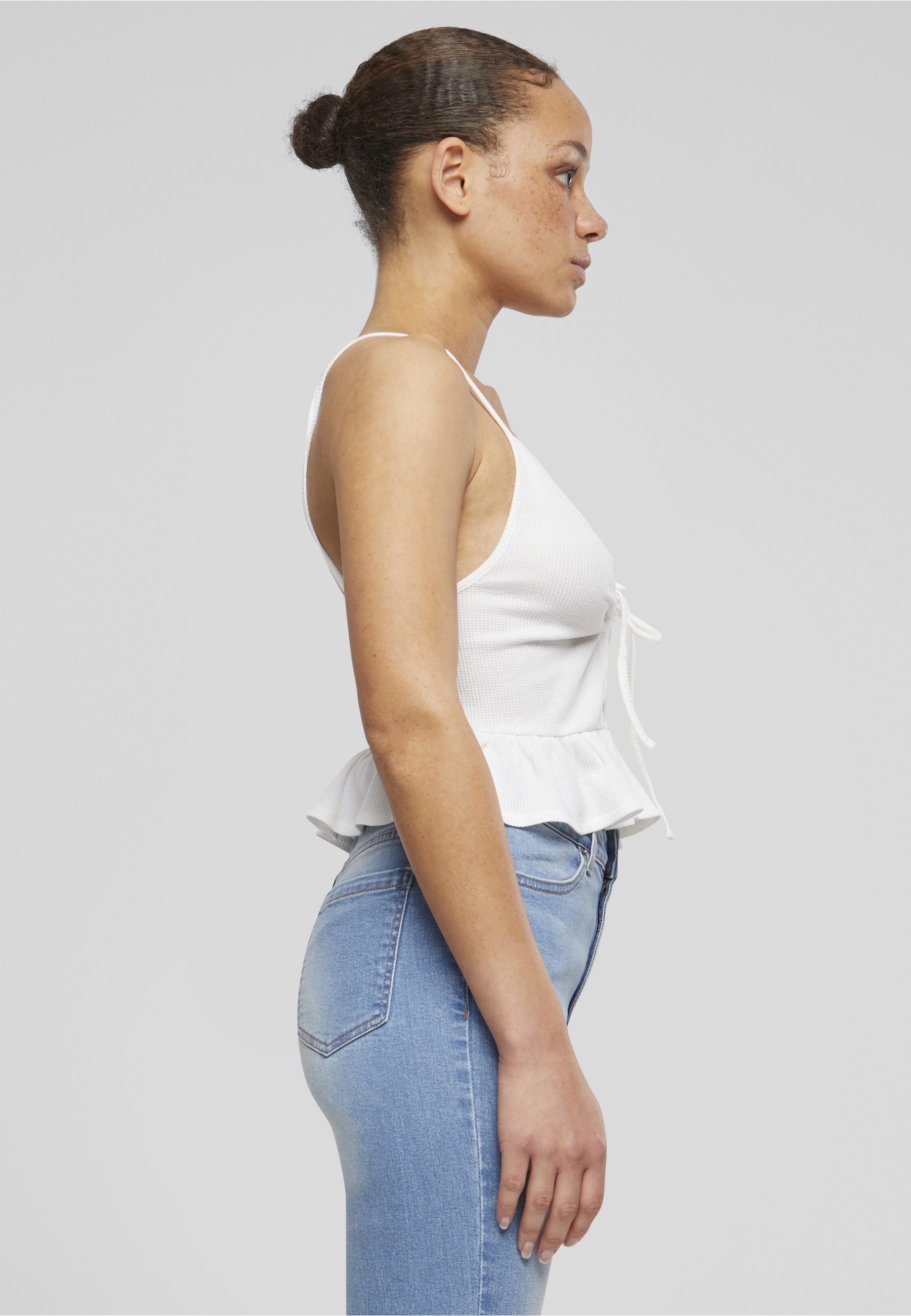 URBAN CLASSICS T-Shirt-BH »Urban Classics Damen Ladies Waffle Pique Ruffle Top«