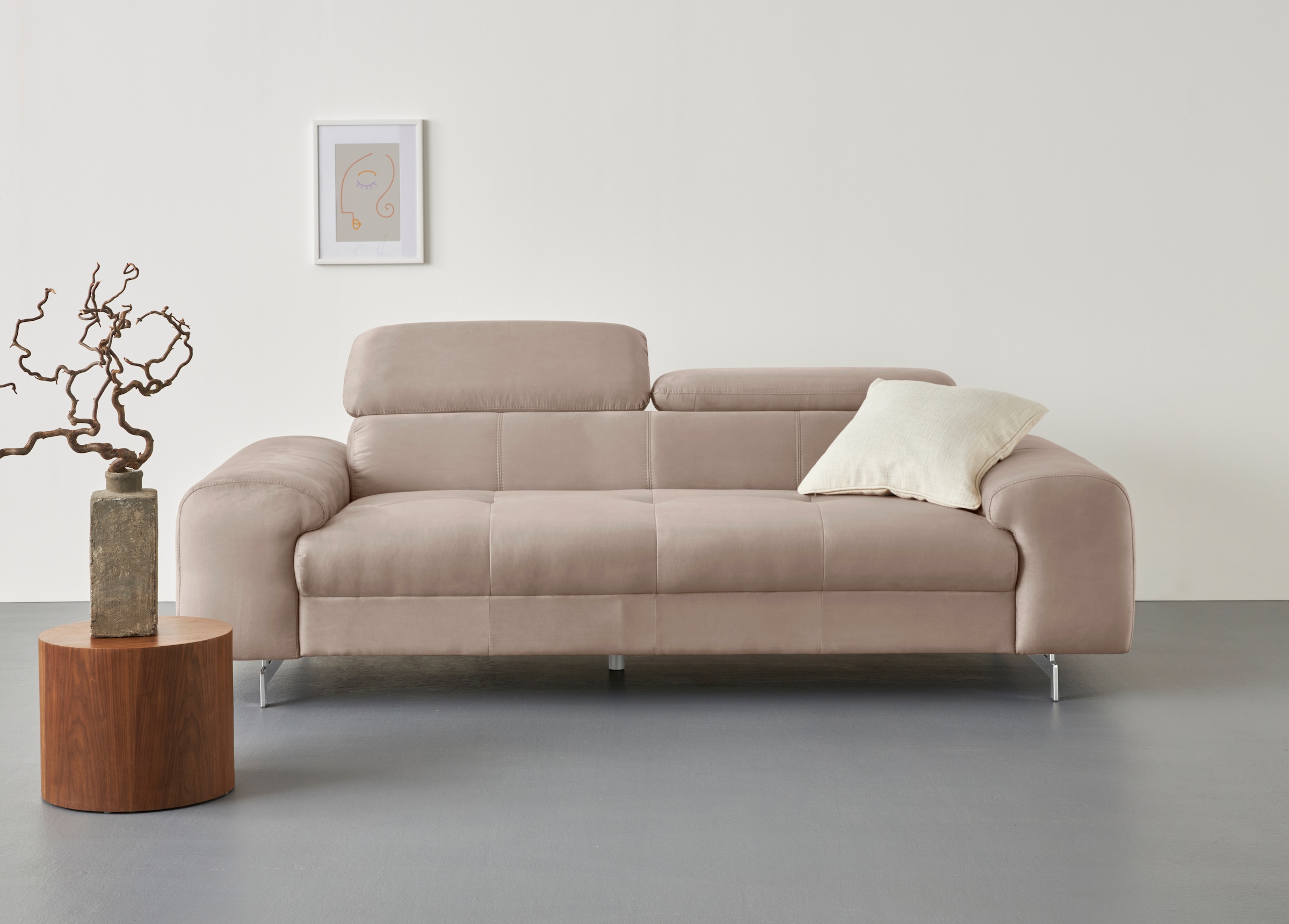 COTTA 3-Sitzer "Chef", Big-Sofa mit Kopfteilverstellung, edle Metallkufen günstig online kaufen