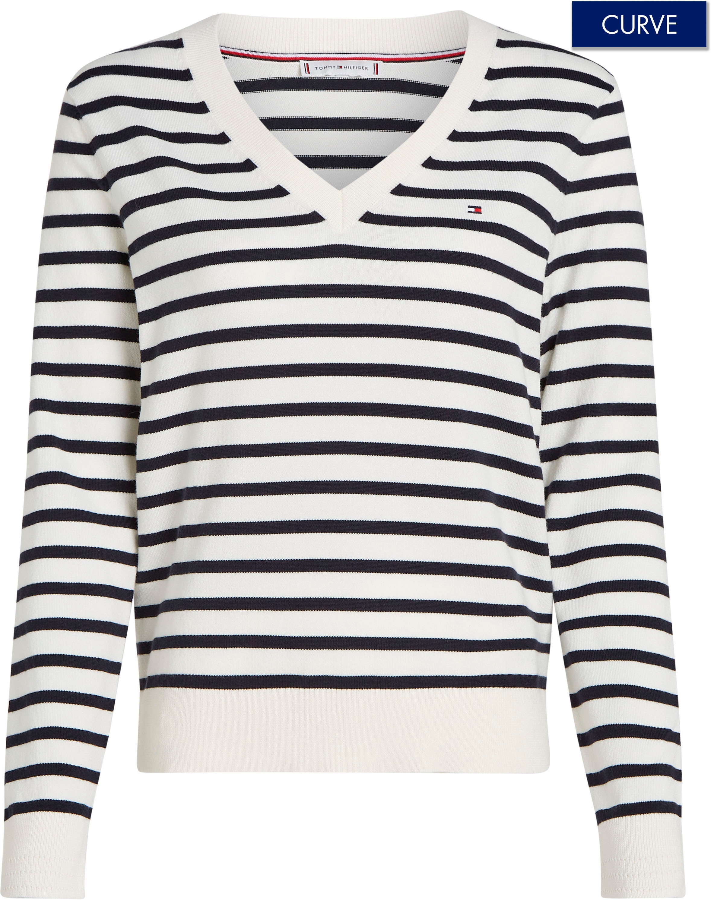 TOMMY HILFIGER Curve V-Ausschnitt-Pullover »CRV CO JERSEY S...