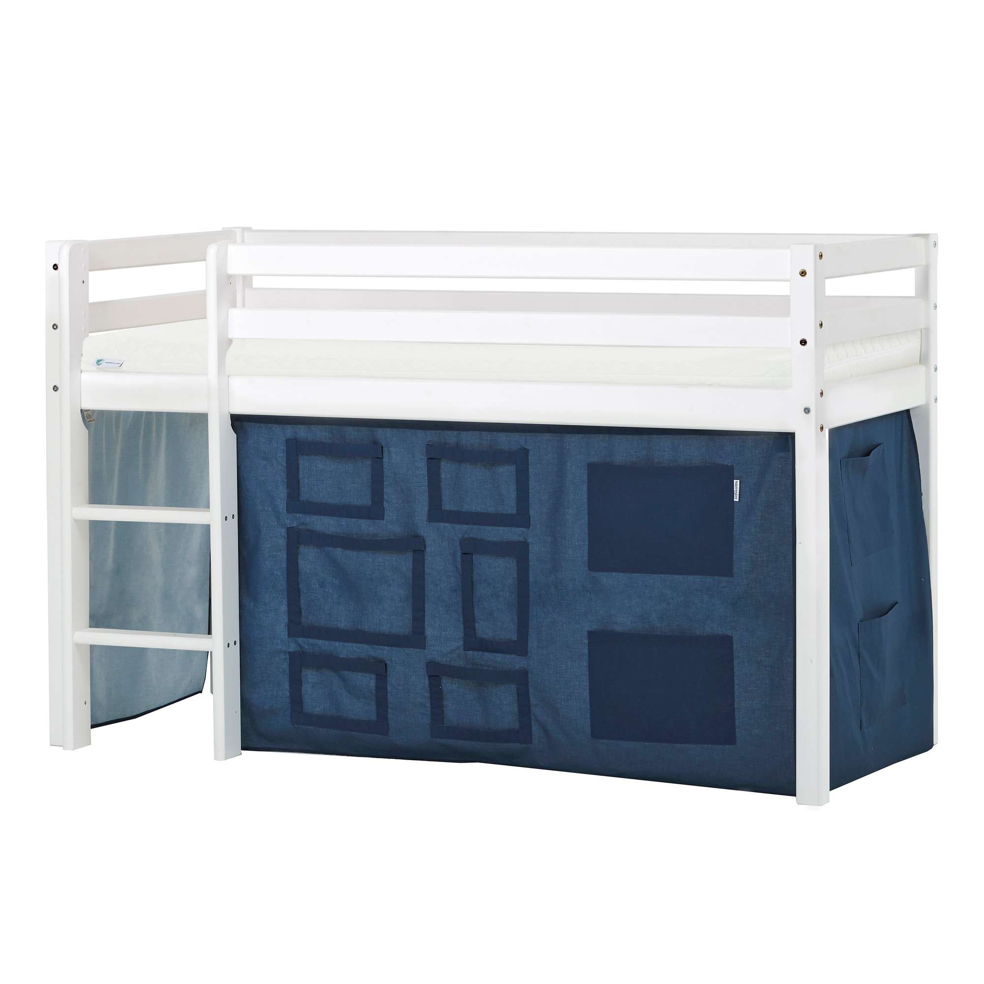 Hoppekids Hochbett »ECO Dream, Kinderbett, Spielbett, Halbhohes Bett aus Massivholz«, inkl. Vorhang-Set Creator, Bettgröße & Matratze wählbar
