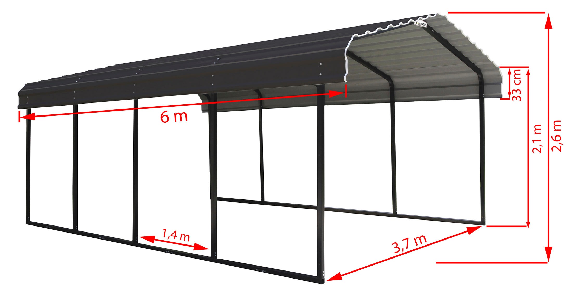 ShelterLogic Einzelcarport »Rom«, Stahl, 370 verzinktem Stahl kaufen | Grau, online cm, aus BAUR