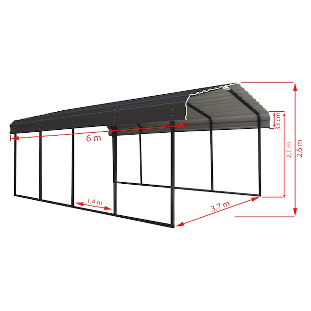 ShelterLogic Einzelcarport »Rom«, Stahl, 370 cm, Grau, aus verzinktem Stahl  online kaufen | BAUR
