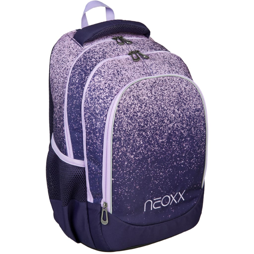 neoxx Schulrucksack »Fly, Glitterally perfect«, Reflektionsnaht, aus recycelten PET-Flaschen