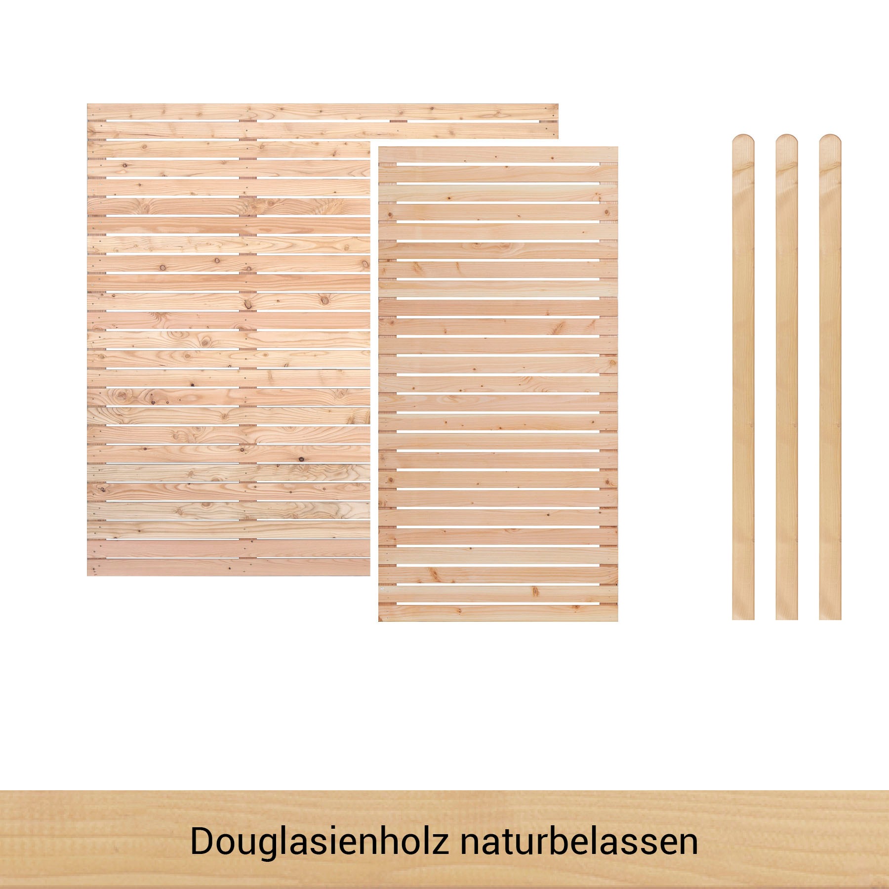 BM Massivholz Zaun »Kurt Set 1.1«, 1 Element 180 x 180cm, 1 Element 90x180cm, 3 Pfosten, Länge 190cm