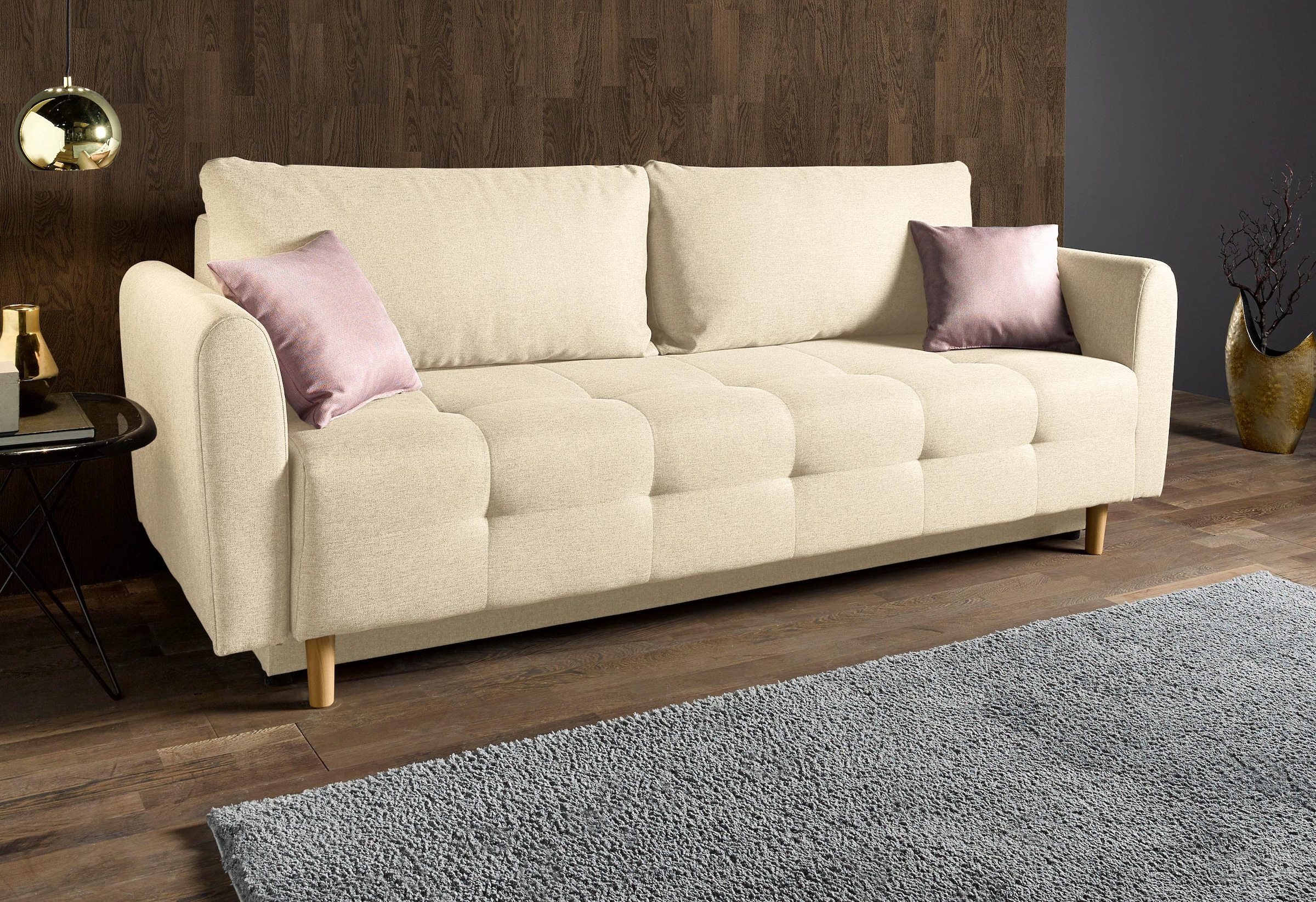 Home affaire Schlafsofa "Nordic" inklusive Bettkasten und Zierkissen günstig online kaufen