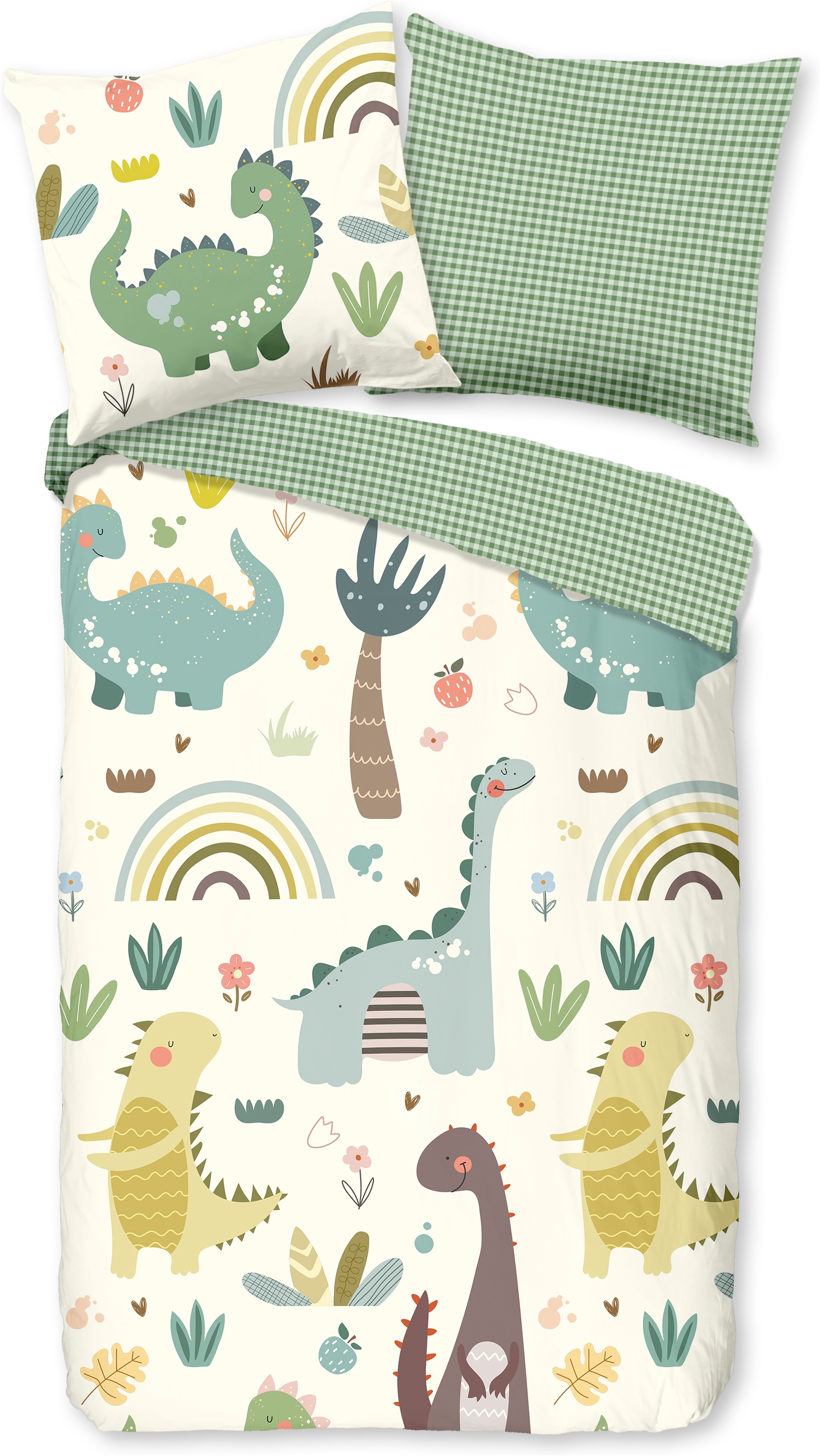 good morning Kinderbettwäsche "Quint" 2 Baumwolle, Renforcé, Wendeoptik, Kind, Baby, Dino