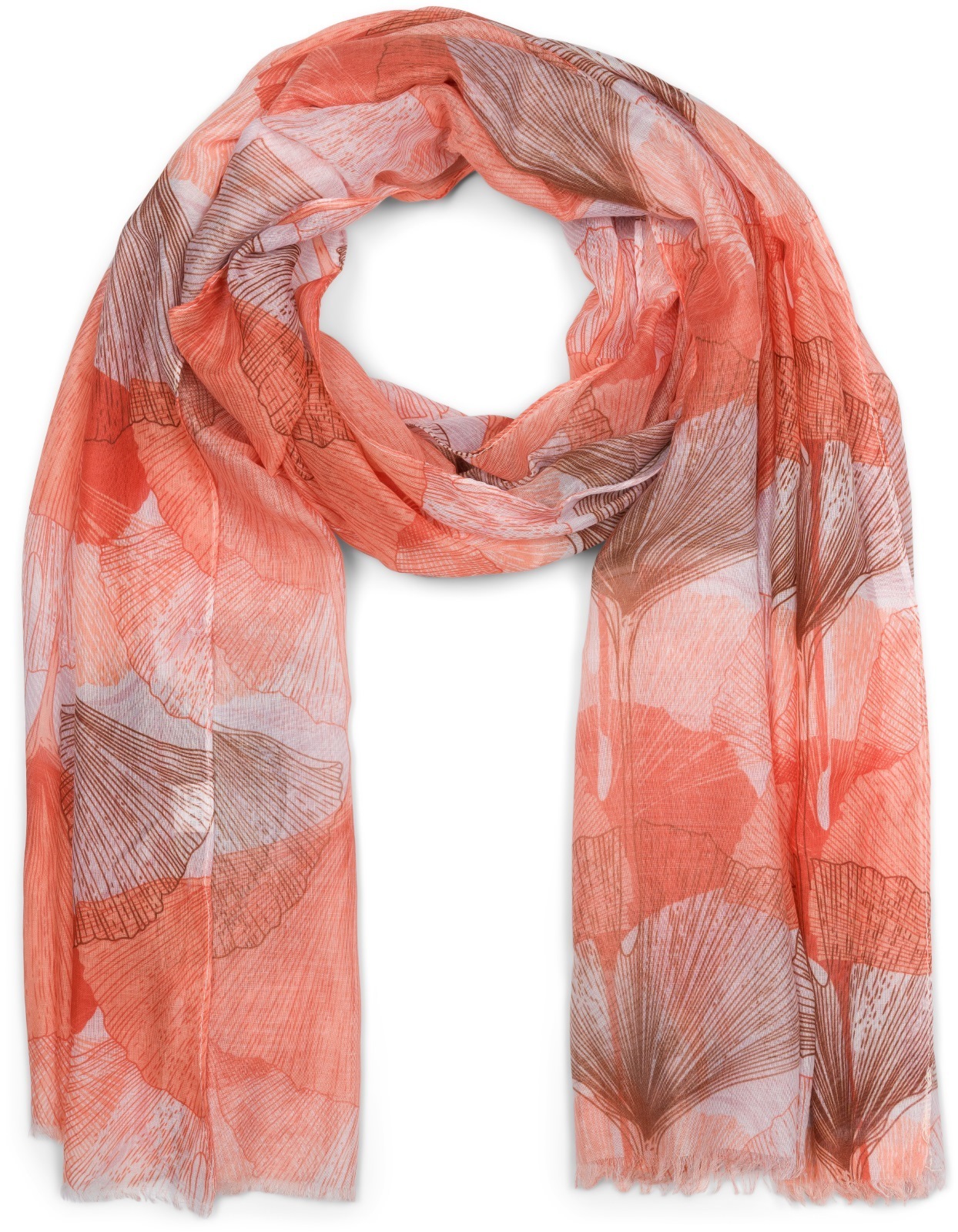 styleBREAKER Schal "Langer Schal Ginkgo Leaves" 1 Stk.