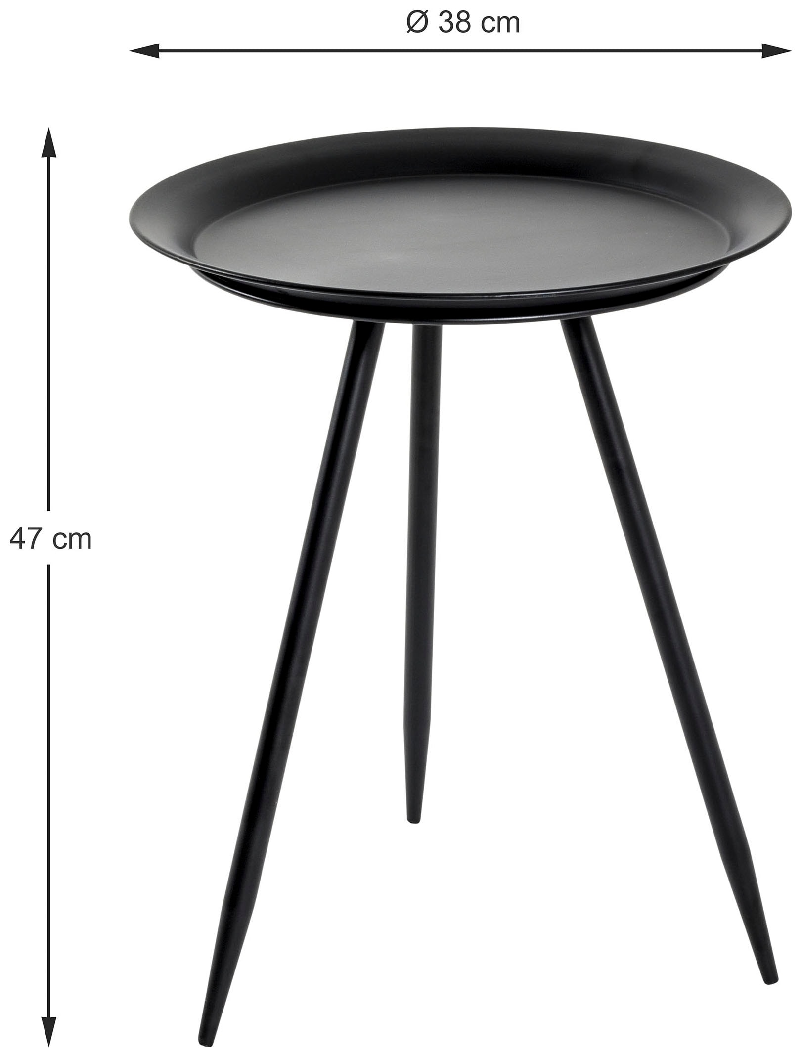 HAKU Beistelltisch »Sofatisch, Wohnzimmertisch« 1 Stk. tlg. rund - aus Metall Schwarz - Ø/H 38/47 cm