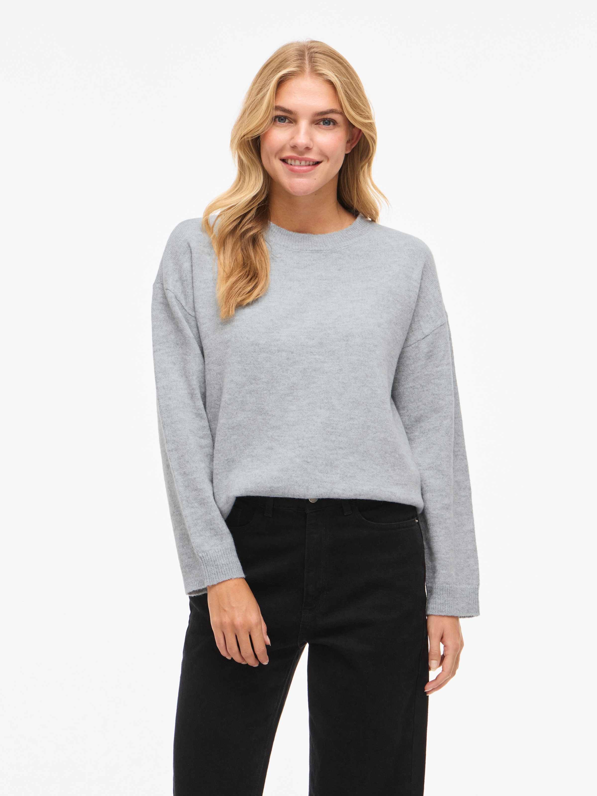 Vila Strickpullover "VILIGA L/S O-NECK KNIT TOP - NOOS" Materialmix, relaxe günstig online kaufen