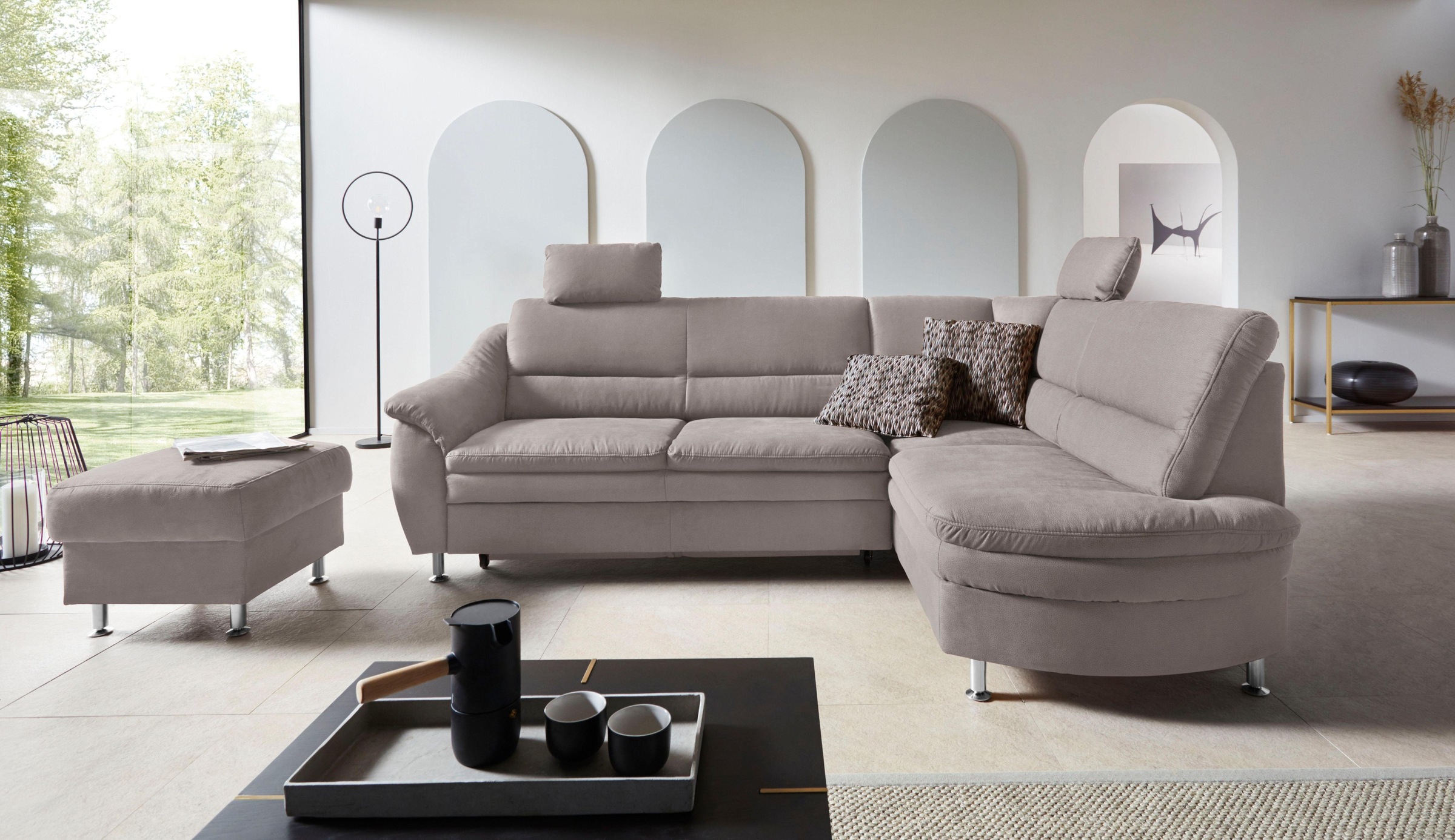 OTTO home Ecksofa "Cardoso L-Form" Federkern, wahlweise mit Bett, Schubkasten