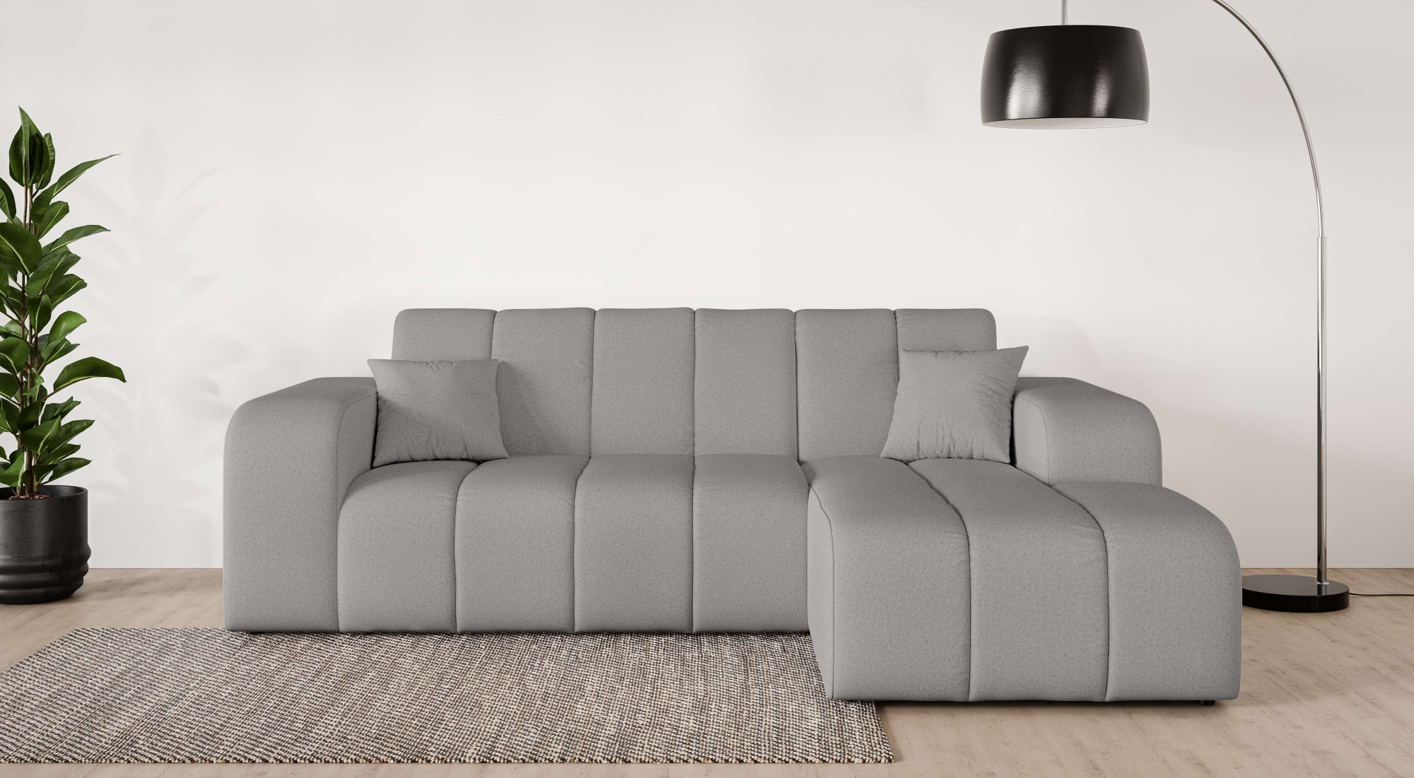 OTTO home Ecksofa "CASSY L-Form, Schlafsofa mit Bettkasten, Maße B/T/H: 245/165/88 cm" mit 2 Rückenkissen, Recamiere rechts oder links bestellbar