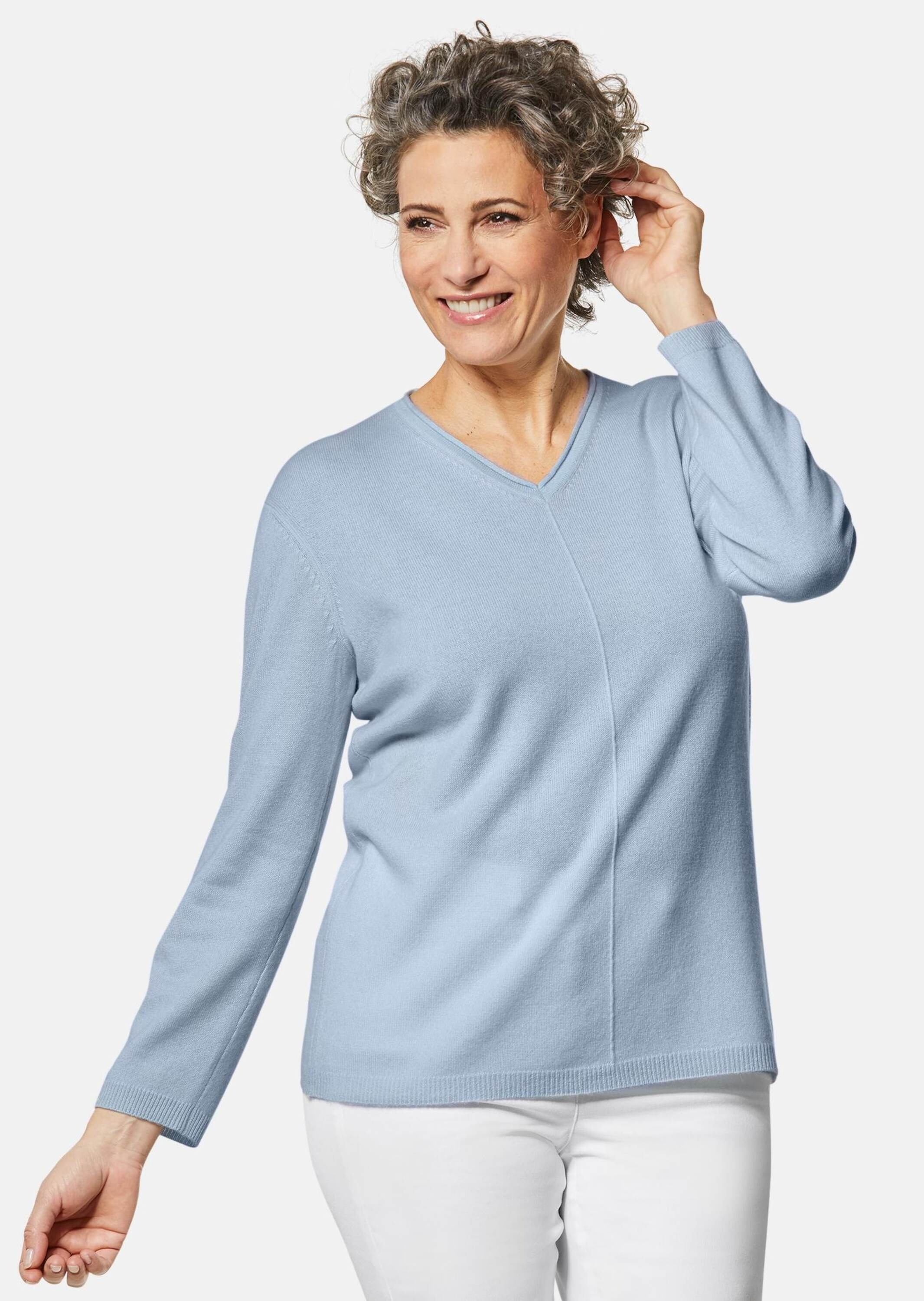 GOLDNER Strickpullover "Basicpullover mit V-Ausschnitt" Aufwendig in Form g günstig online kaufen