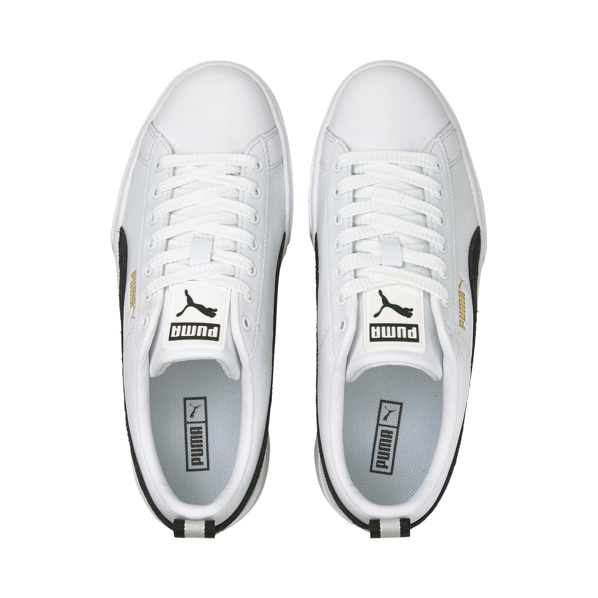 Sneaker PUMA "Mayze Sneakers Damen", Damen, Gr. 40, schwarz-weiß (weiß schwarz), Obermaterial: Textil, Synthetik, Kuhleder; Futter: Textil; Innensohle: Textil; Laufsohle: TR (Thermoplastischer Gummi), Schuhe Sneaker 3